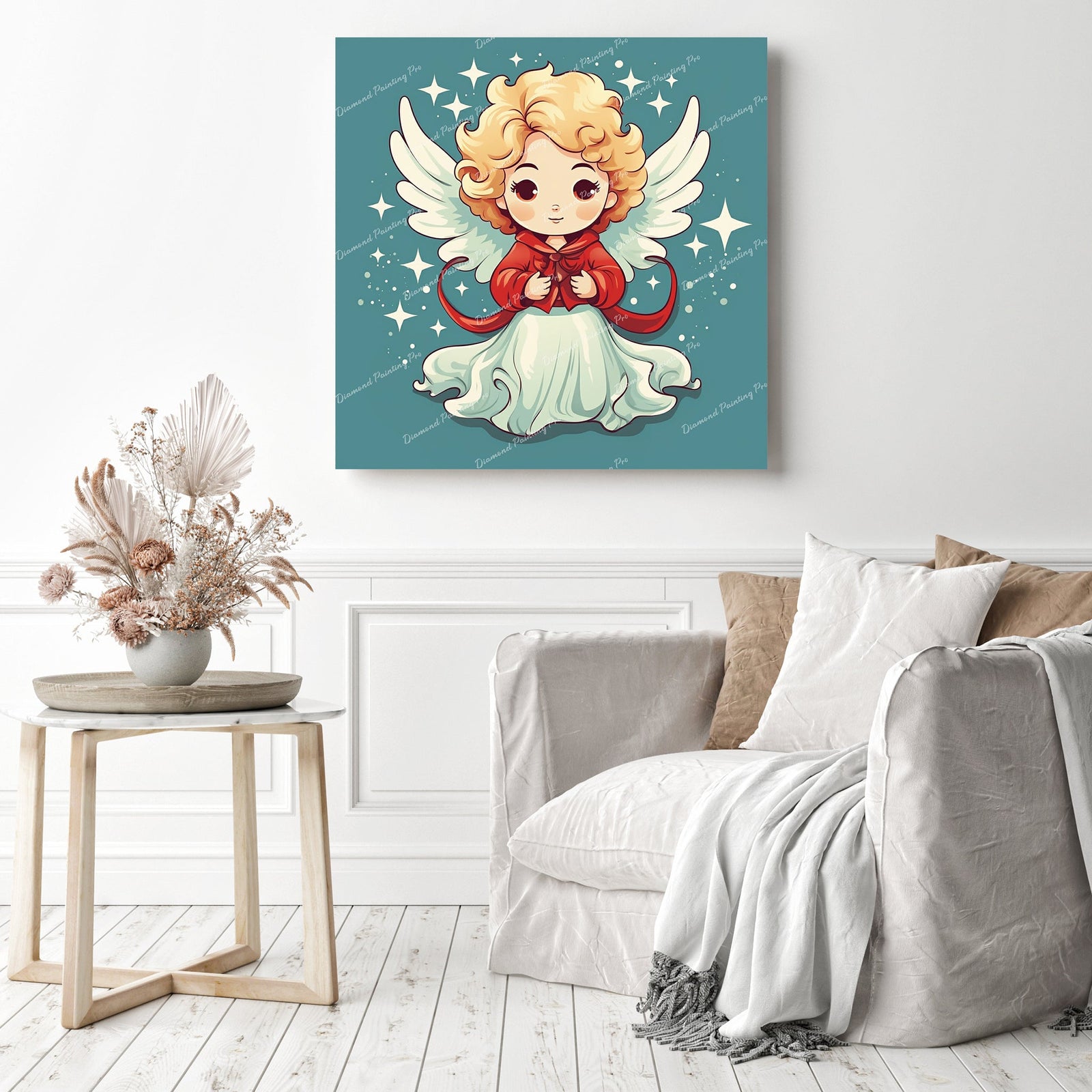 Angelic Delight | Diamond Painting Displayed as Home Decor