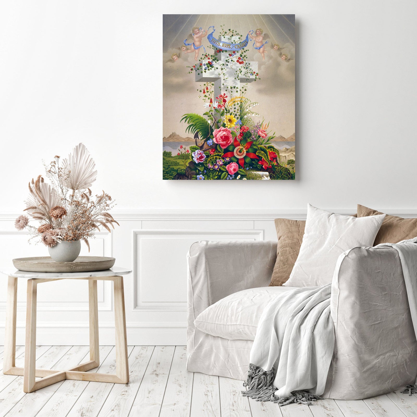 Faith Hope Charity | Diamond Painting Displayed as Home Decor