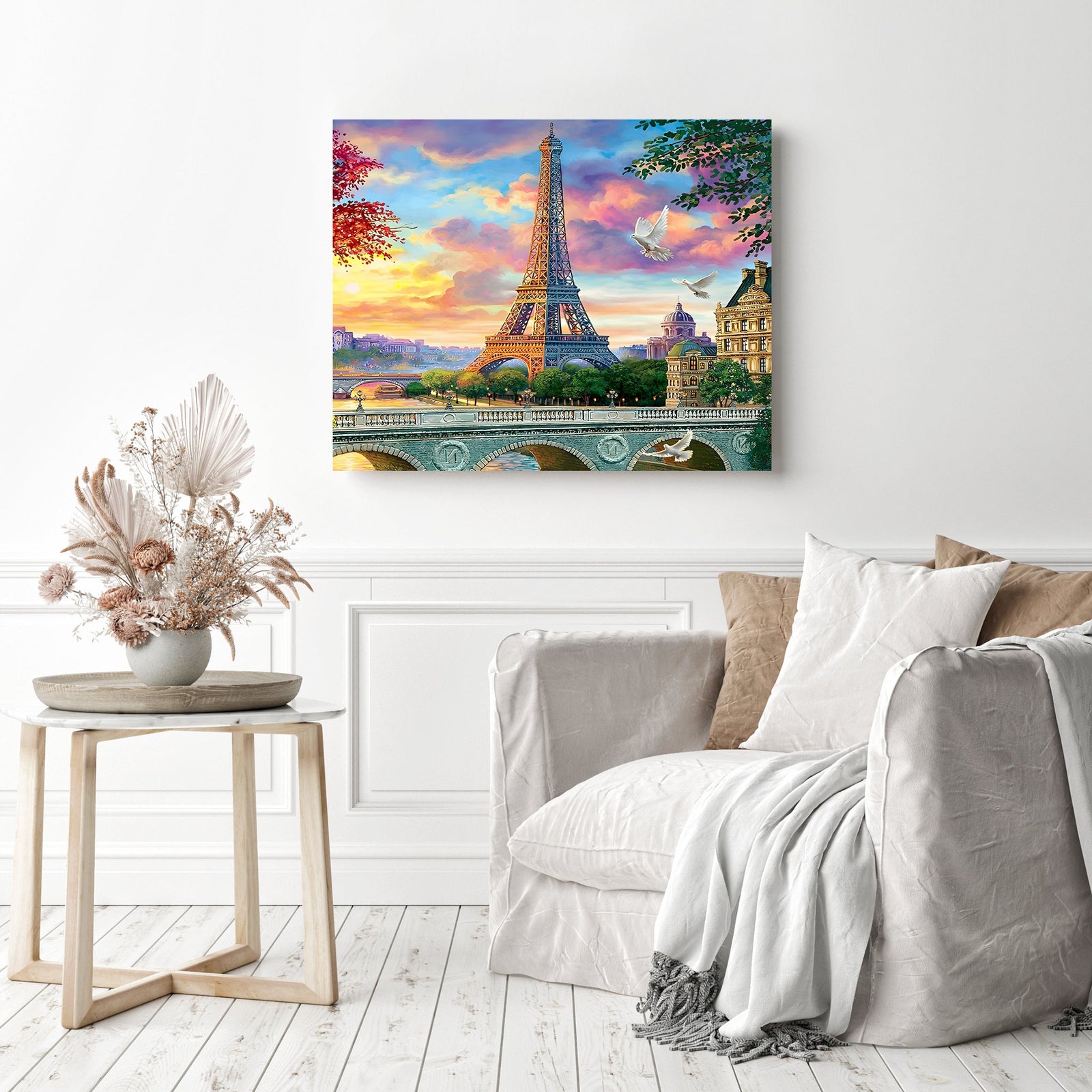 Eiffel Tower Sunset | Diamond Painting Displayed as Home Decor