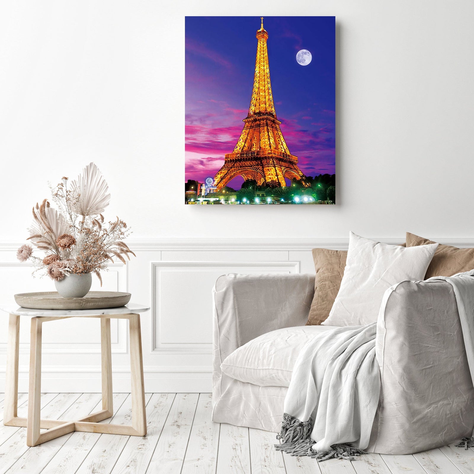 Paris Eiffel tower Night | Diamond Painting Displayed as Home Decor