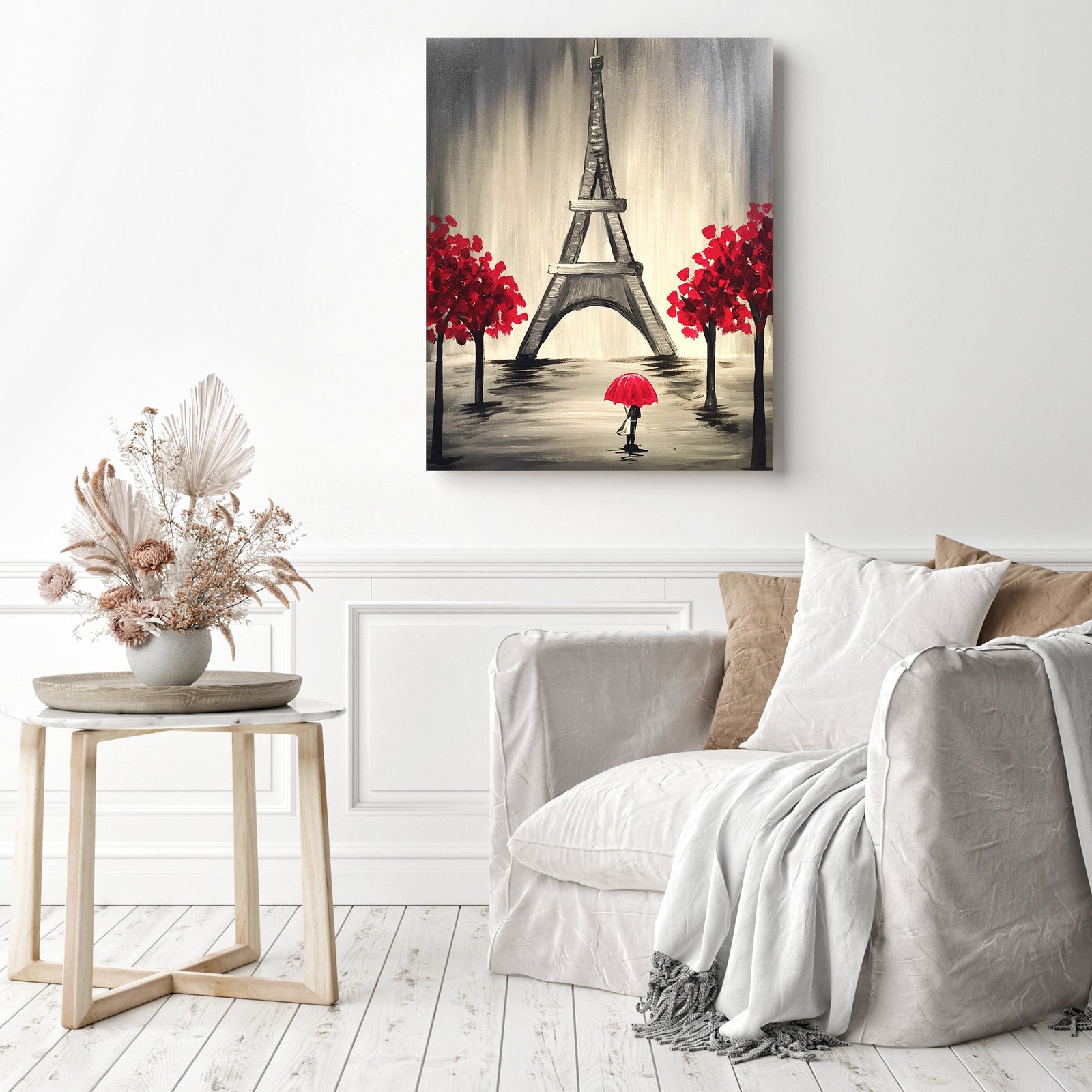 Tree and Eiffel Tower | Diamond Painting Displayed as Home Decor