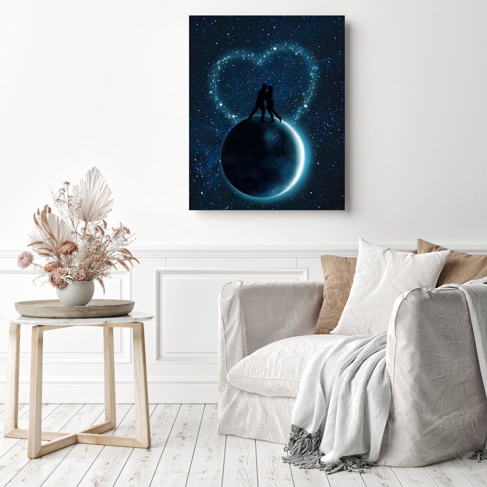 Over the Moon | Diamond Painting Displayed as Home Decor