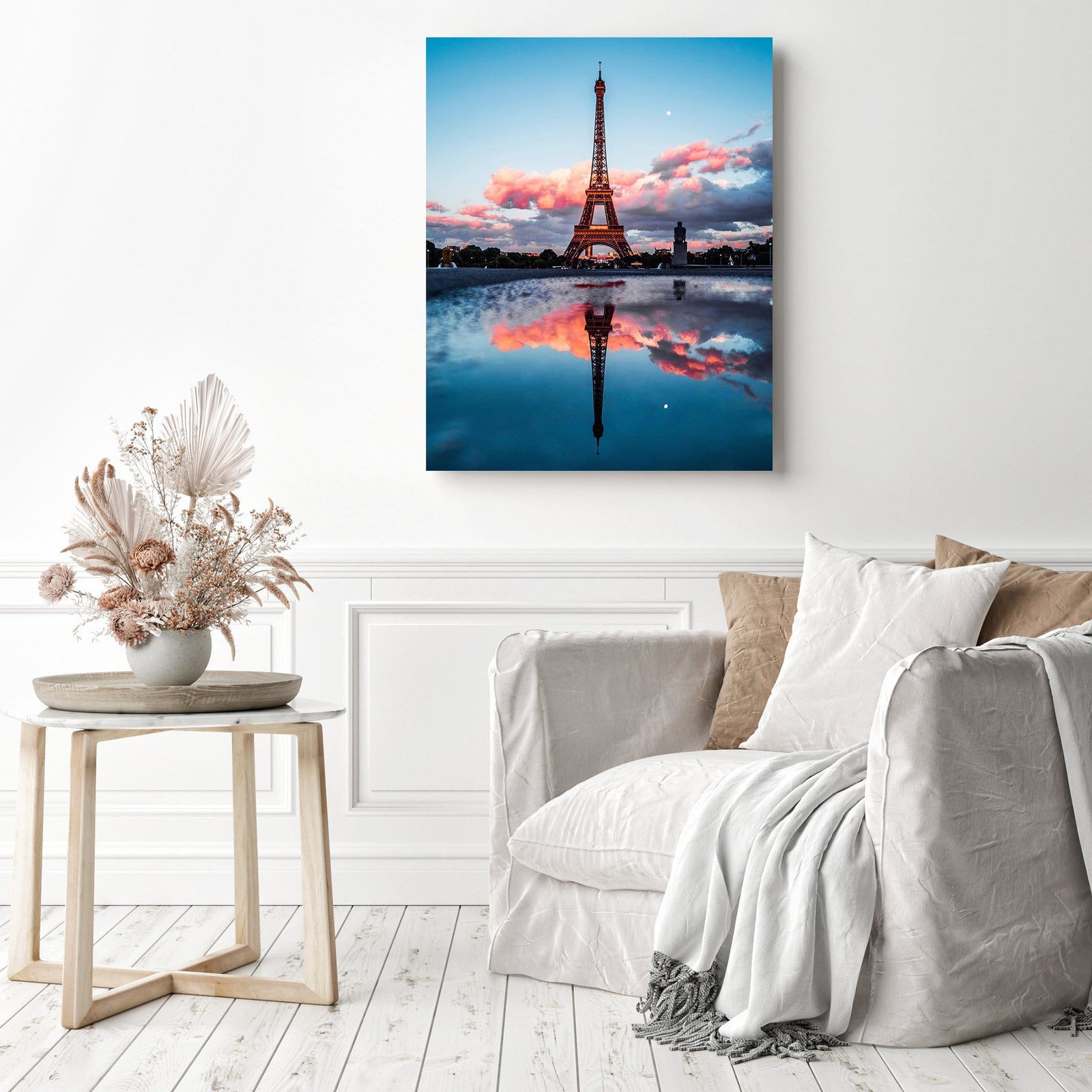 Eiffel Tower Reflections | Diamond Painting Displayed as Home Decor