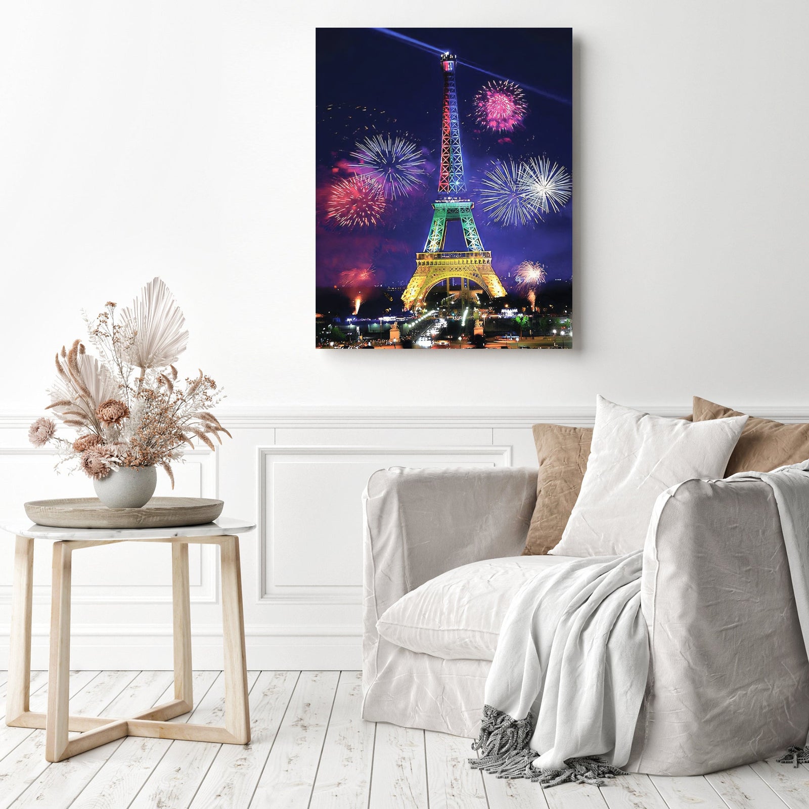 Romantic Paris Fireworks | Diamond Painting Displayed as Home Decor