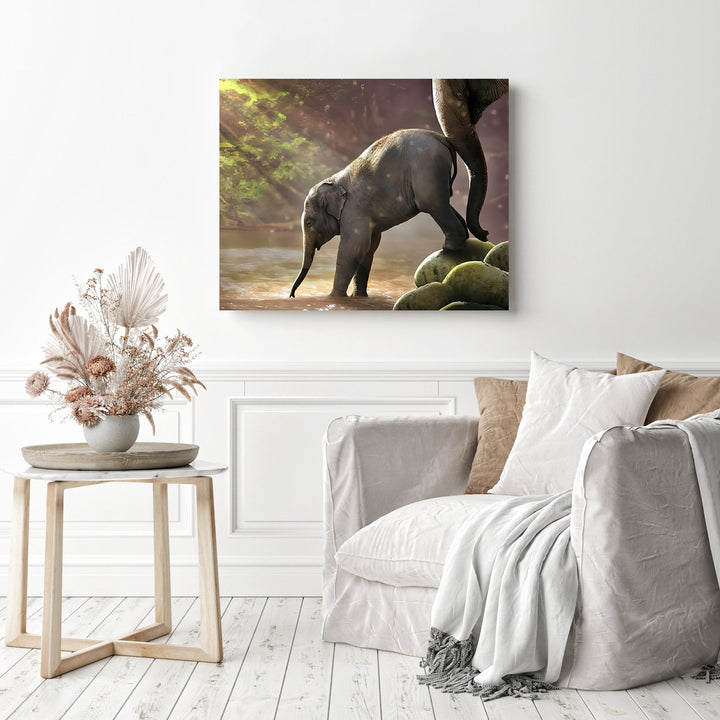 Baby Elephant Bath | Diamond Painting