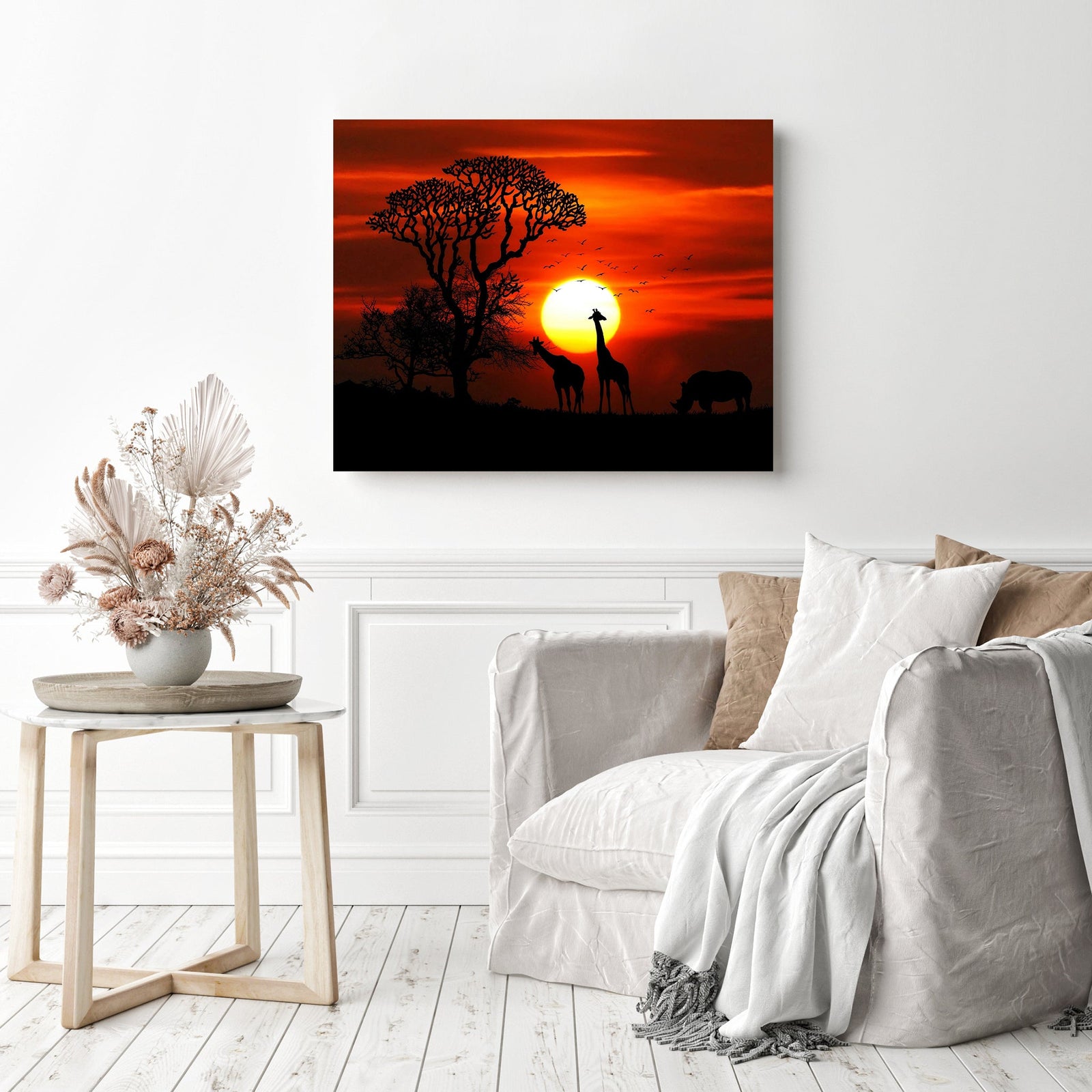 Sunset on the Plane | Diamond Painting Displayed as Home Decor