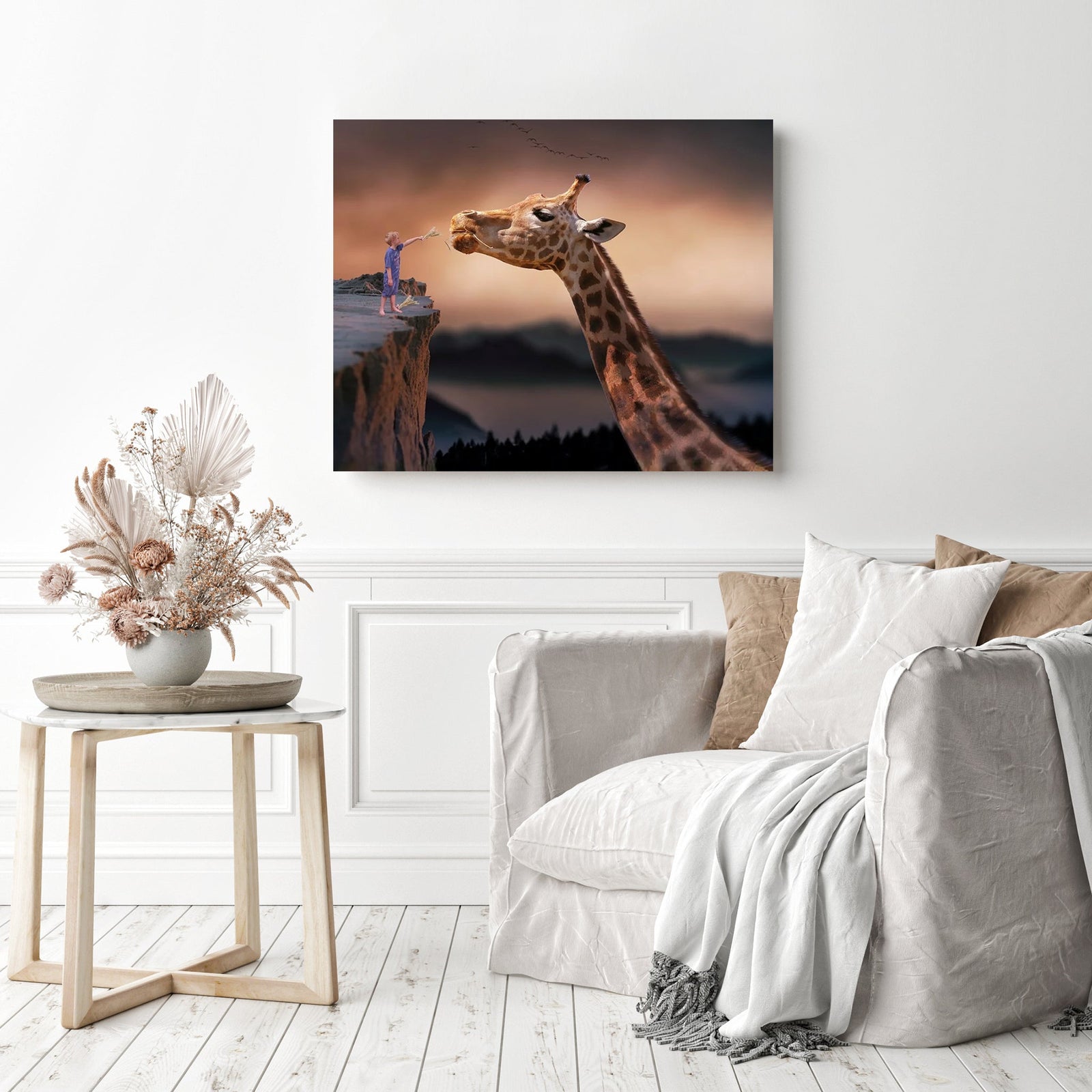 Giraffe Fantasy | Diamond Painting Displayed as Home Decor