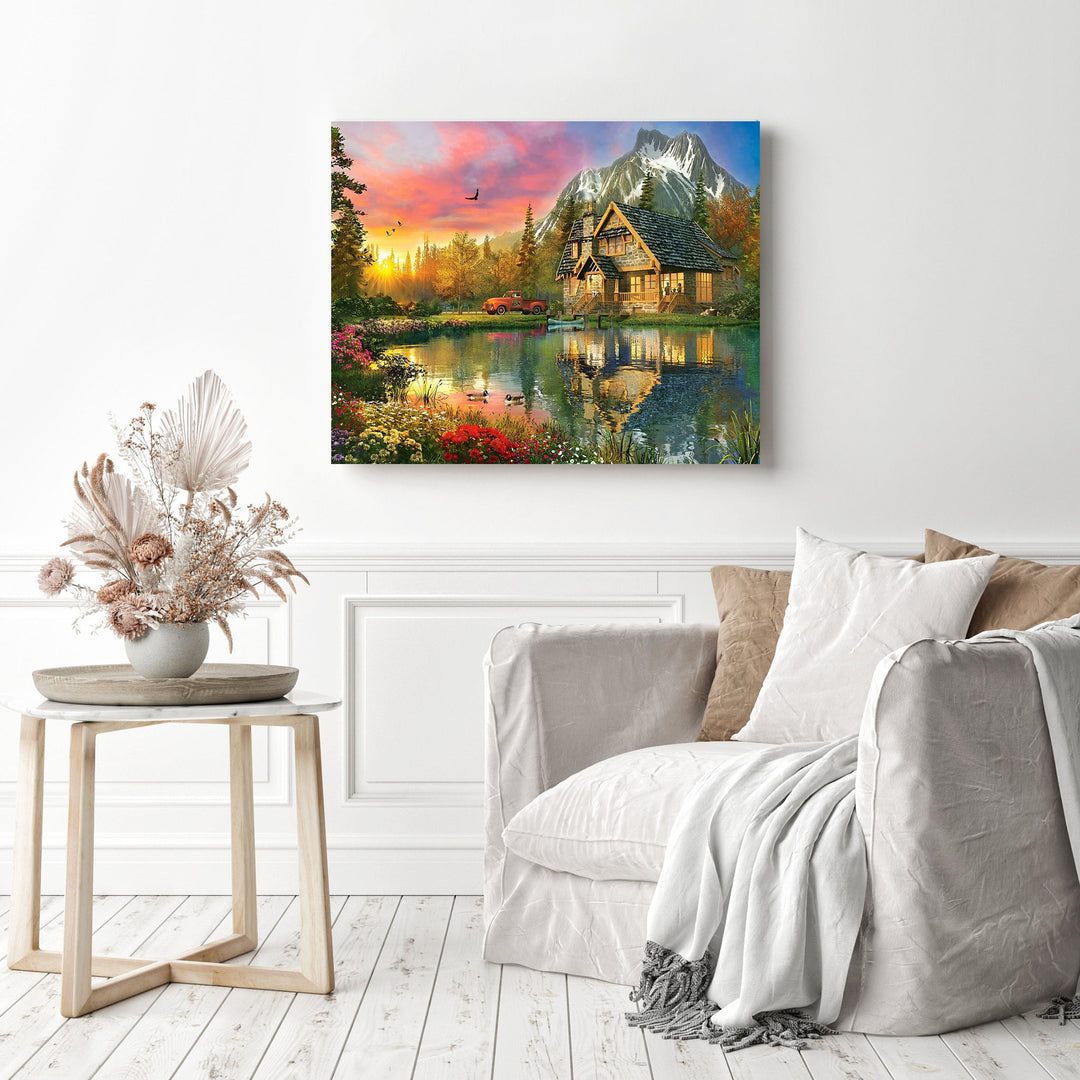 Cottage under Sunset | Diamond Painting