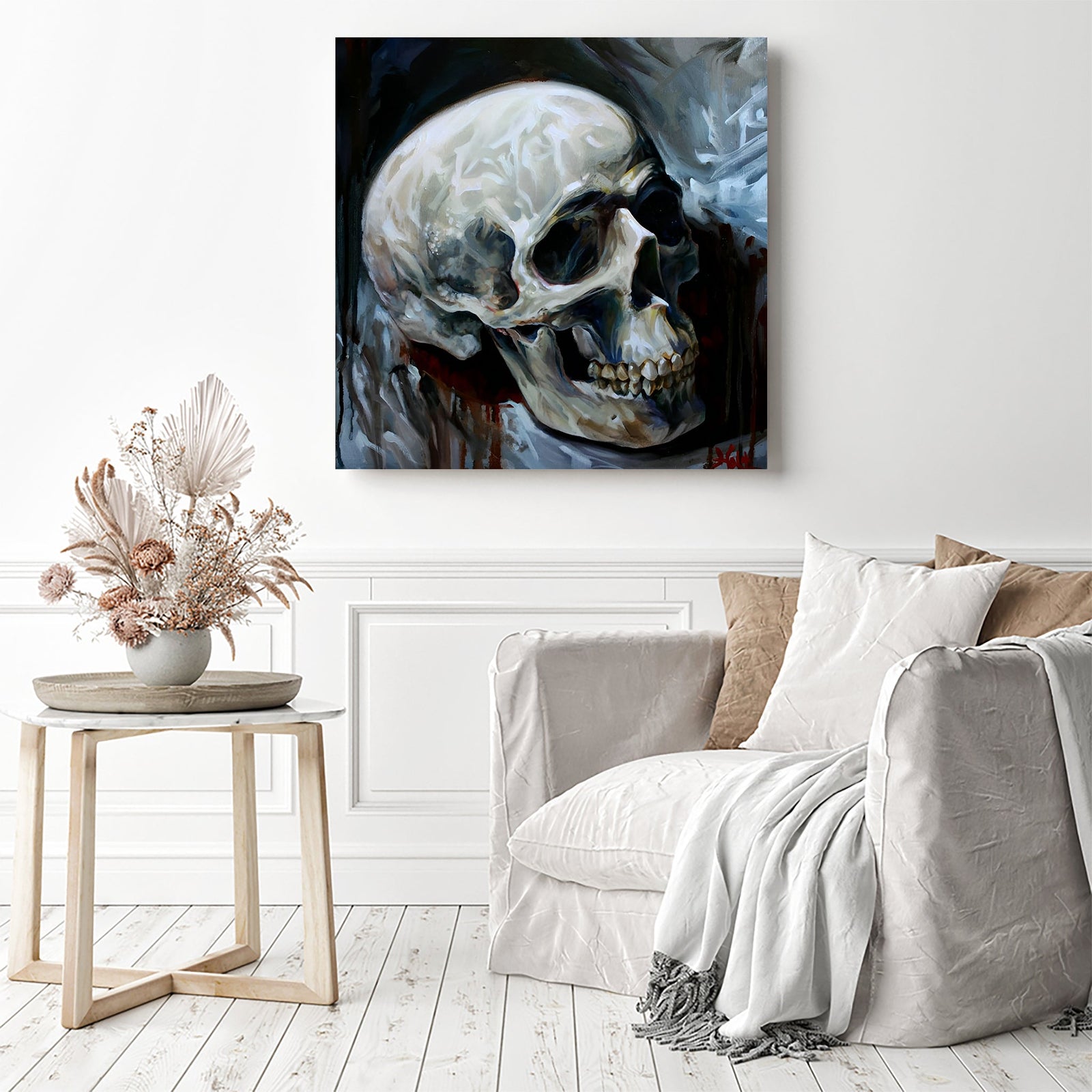 Haunted Skull | Diamond Painting Displayed as Home Decor