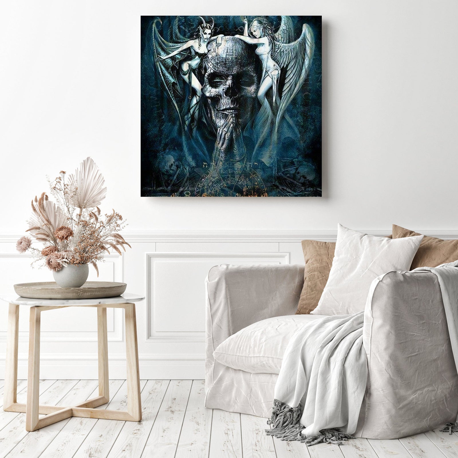 Demons and Skull | Diamond Painting Displayed as Home Decor