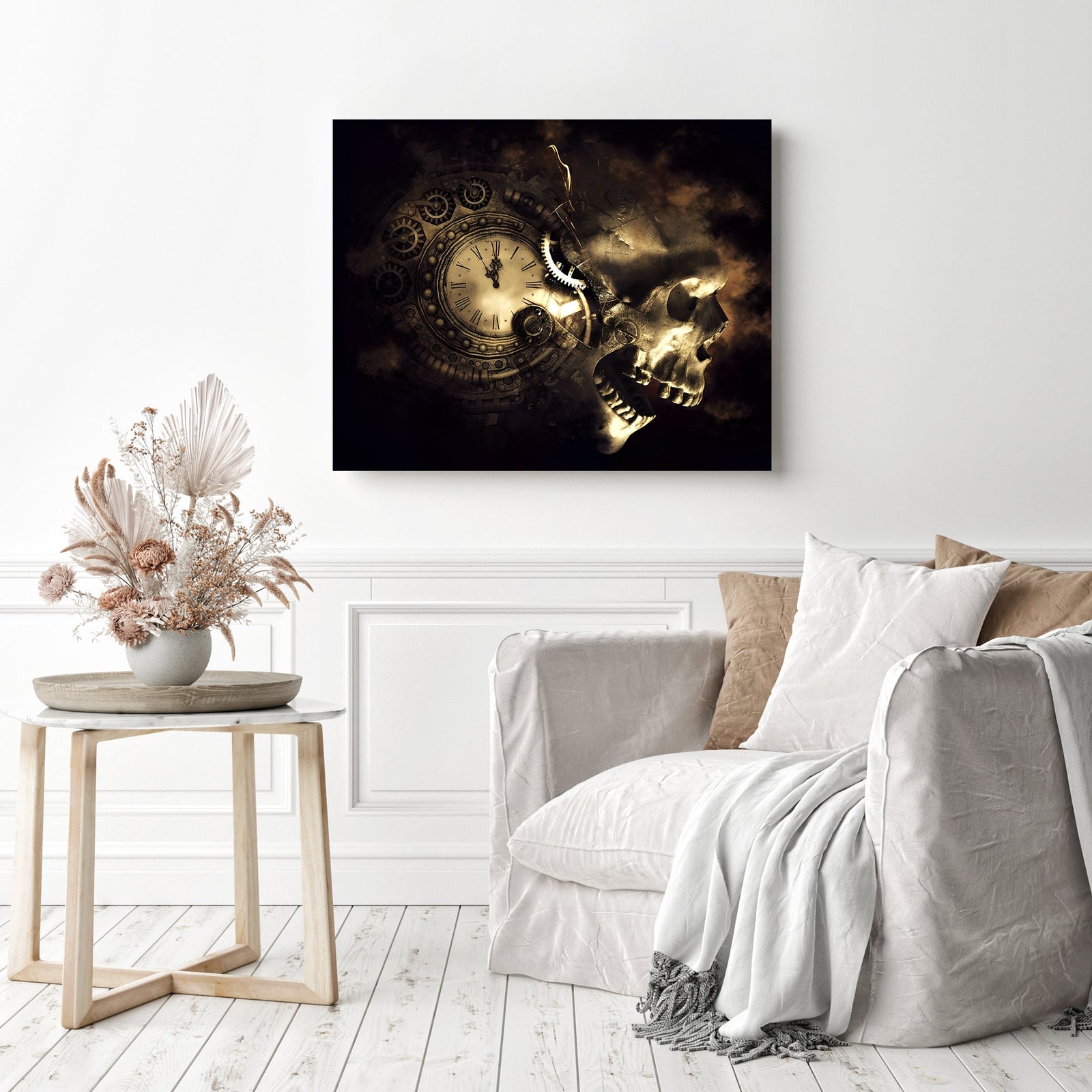 Skull's Race of Time | Diamond Painting Displayed as Home Decor