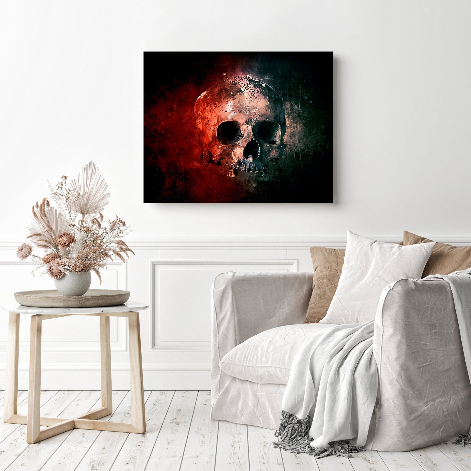 Skull of Shadows | Diamond Painting Displayed as Home Decor