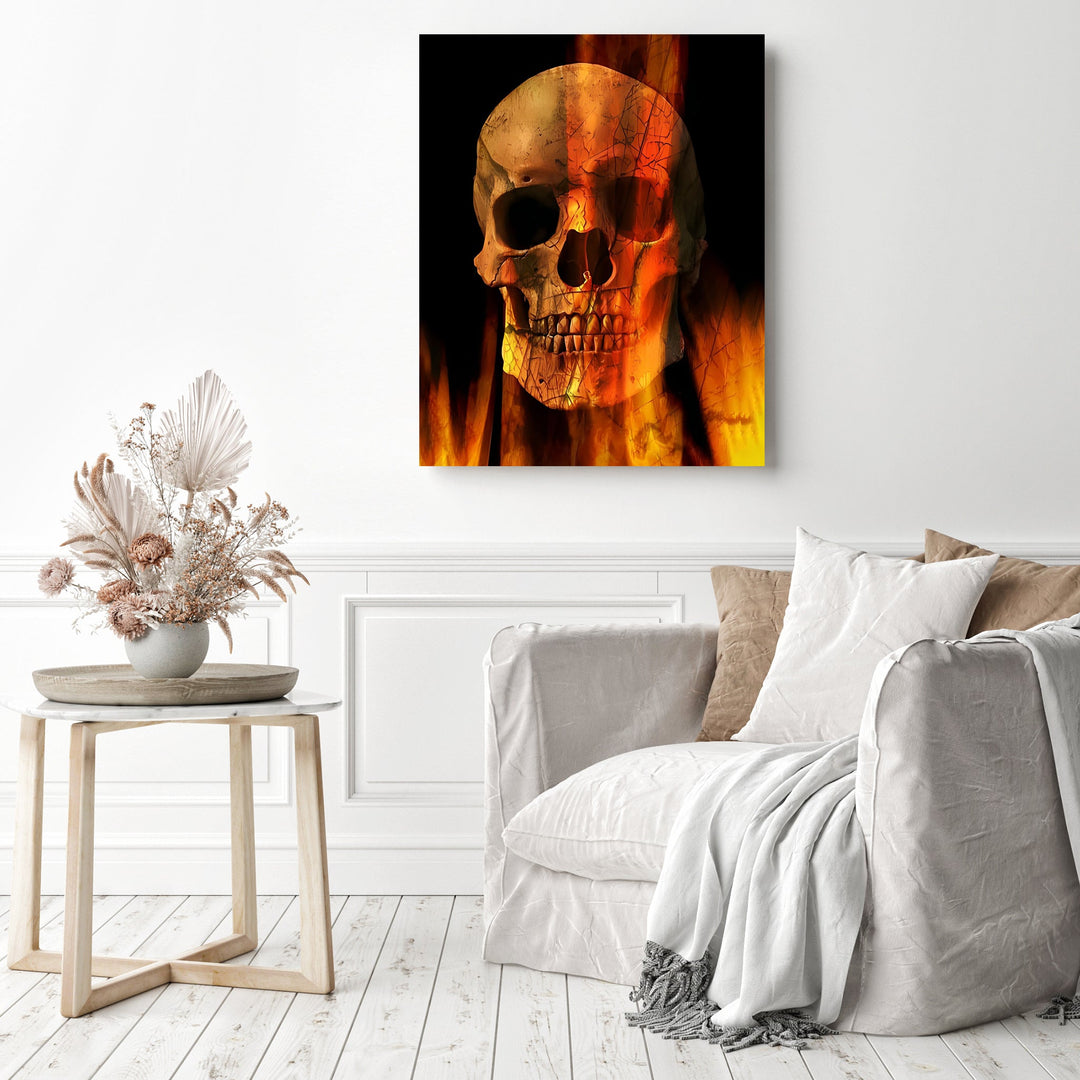 Flaming Skull and Crossbones | Diamond Painting