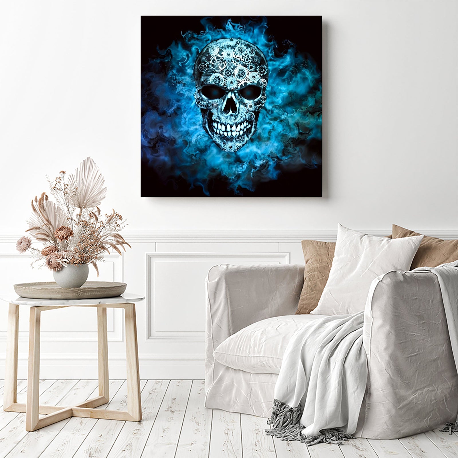 Flaming Steampunk | Diamond Painting Displayed as Home Decor