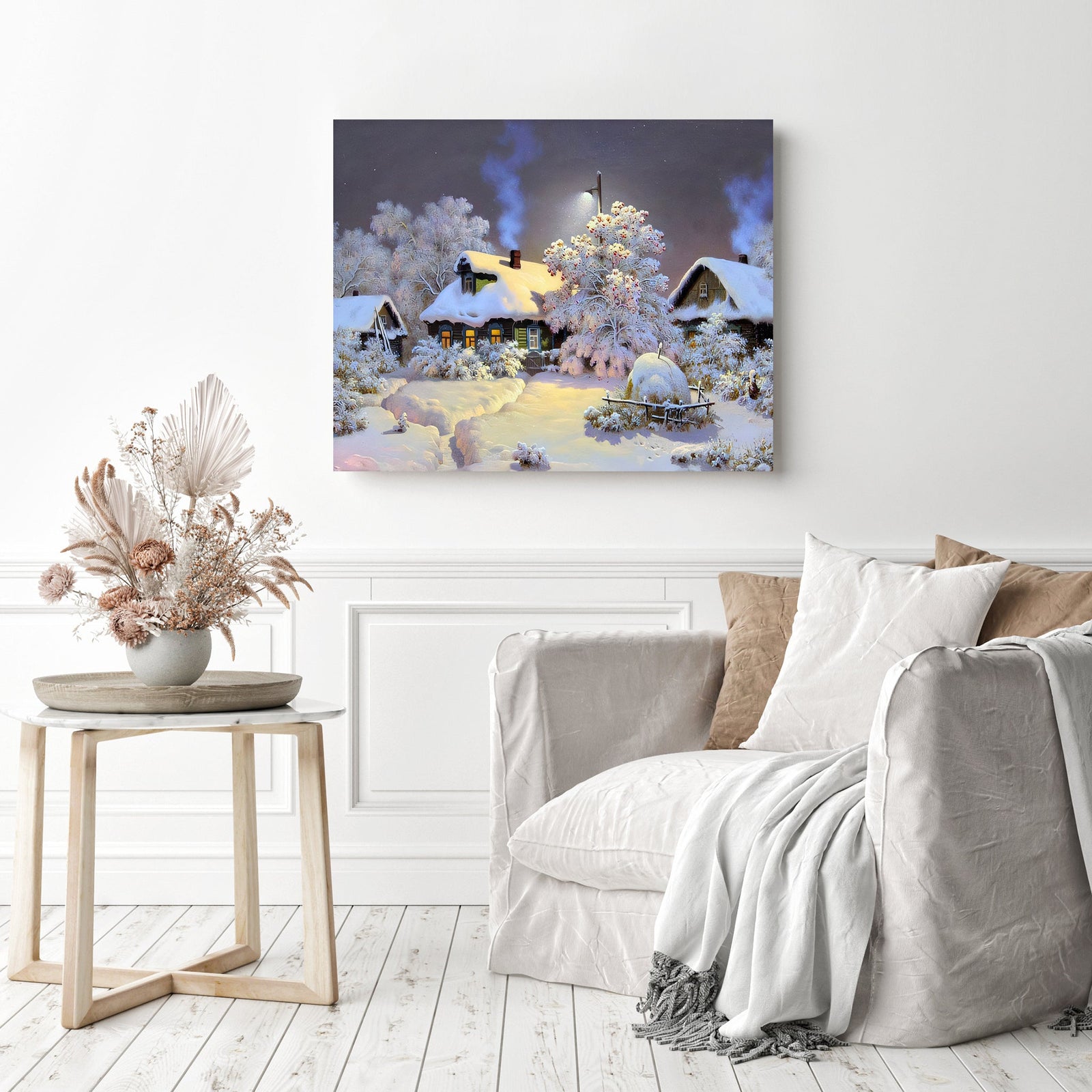 Winter Snow Villa | Diamond Painting Displayed as Home Decor