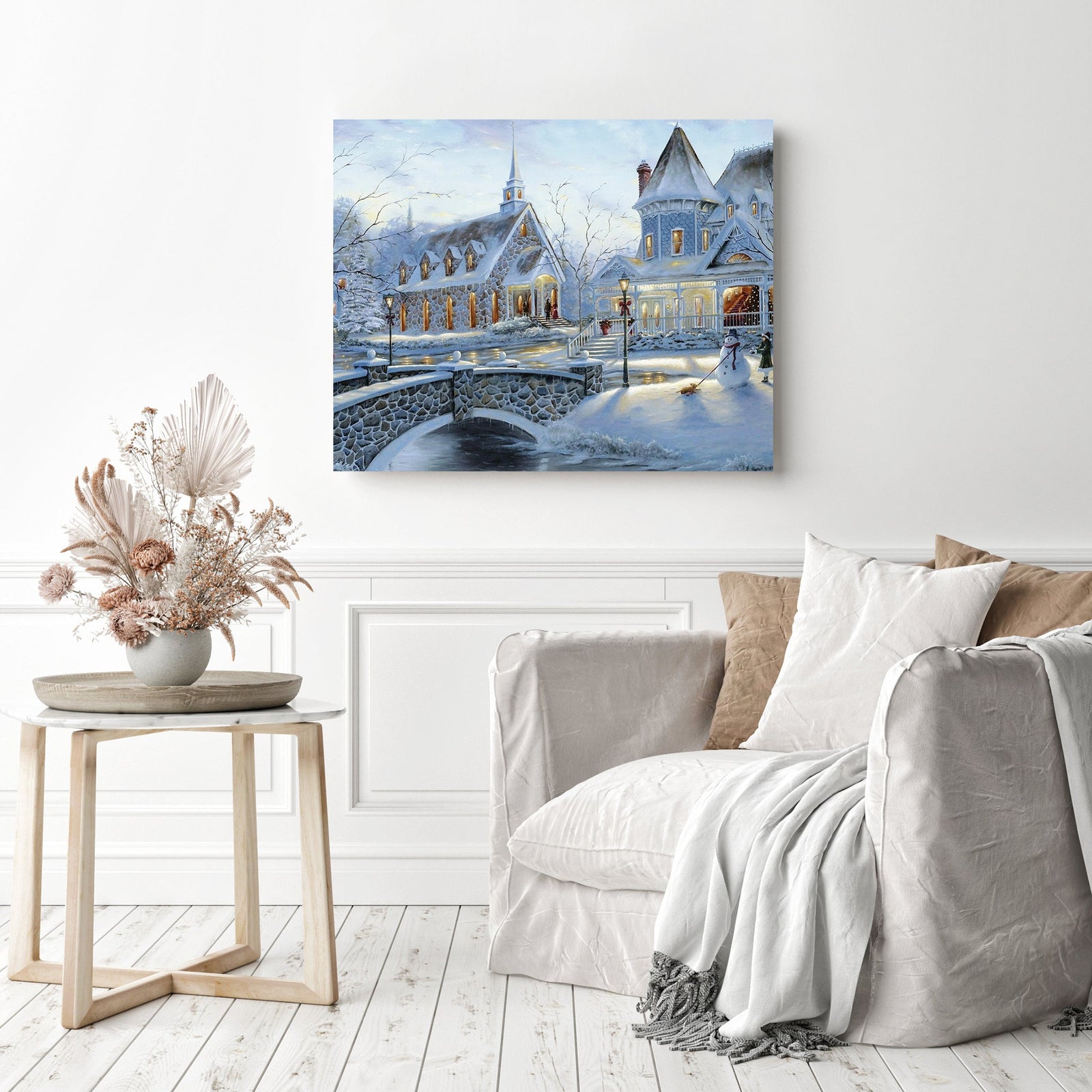 Snowy Amsterdam | Diamond Painting Displayed as Home Decor