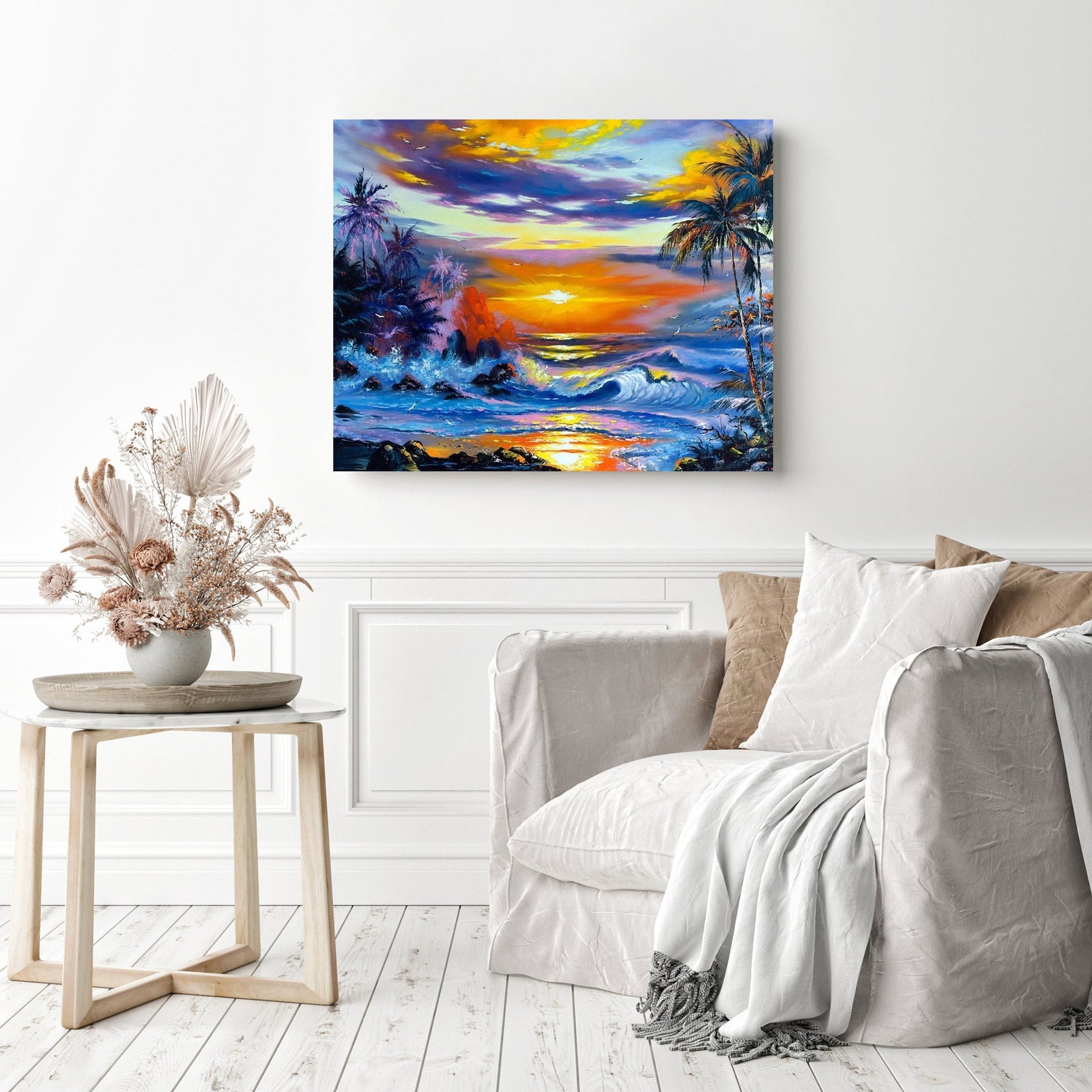 Hawaii Sunset | Diamond Painting Displayed as Home Decor