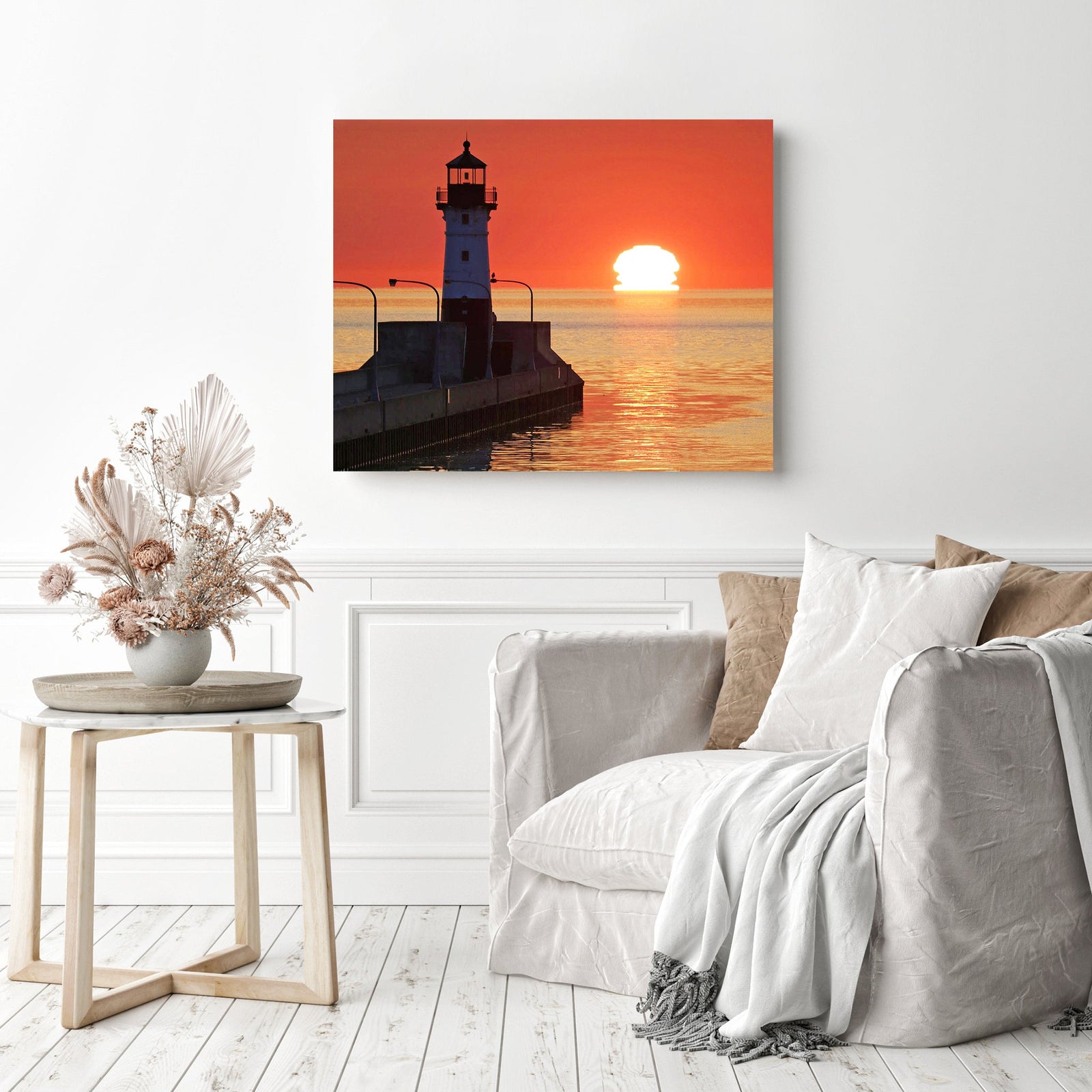 Sunrise Lake Superior Duluth | Diamond Painting Displayed as Home Decor