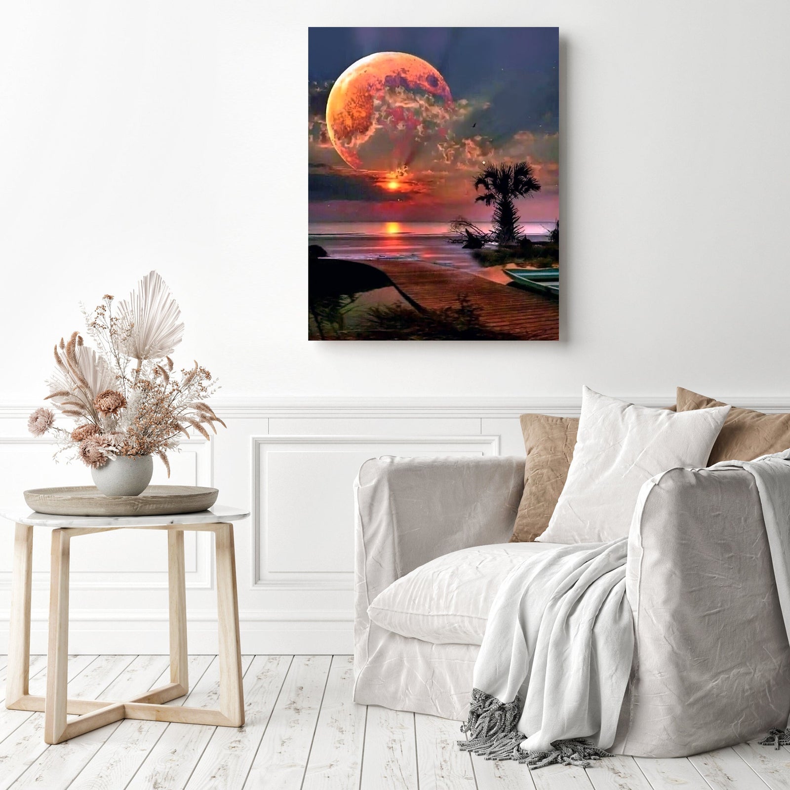 Half Moon Sunset | Diamond Painting Displayed as Home Decor