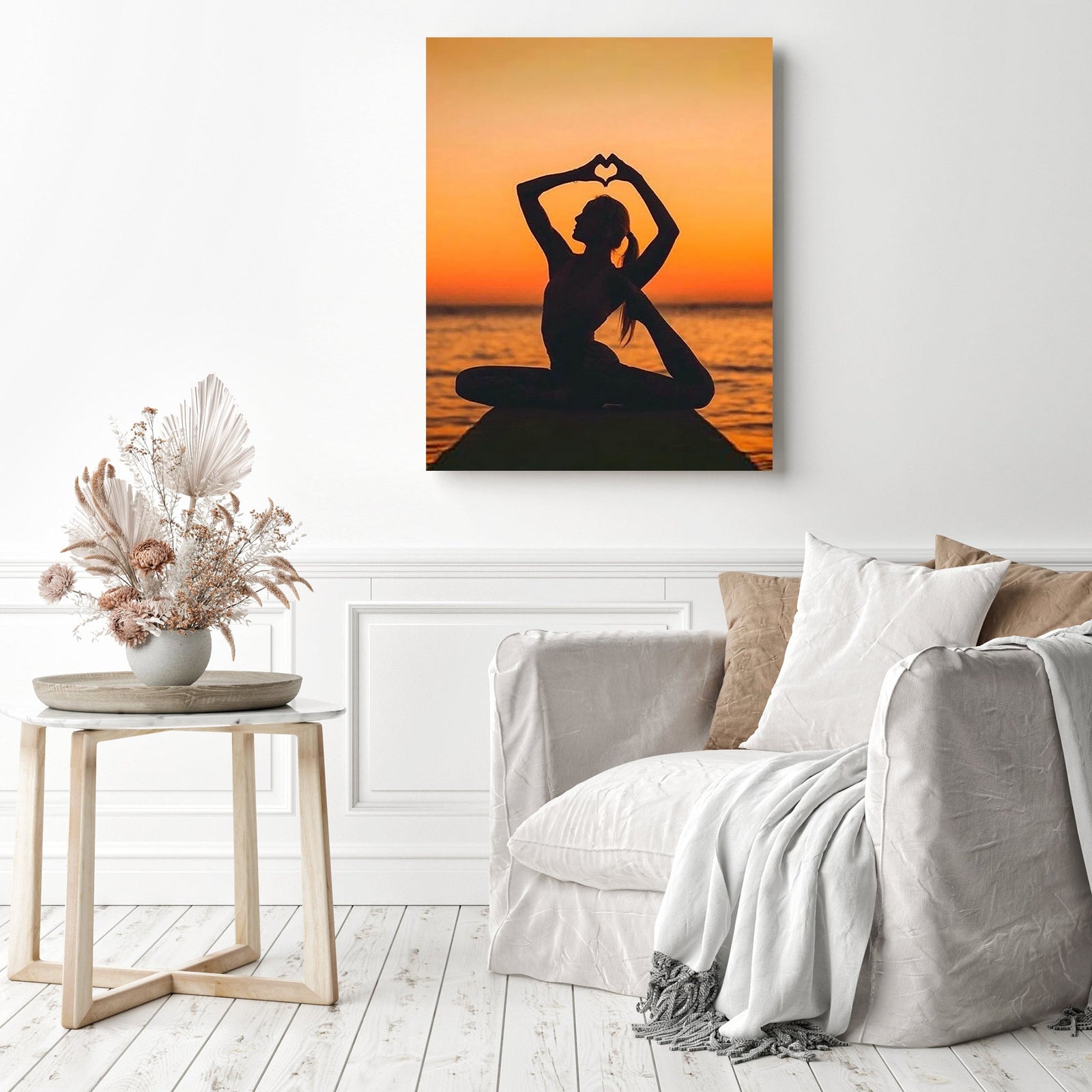 Silhouette of Yoga | Diamond Painting Displayed as Home Decor