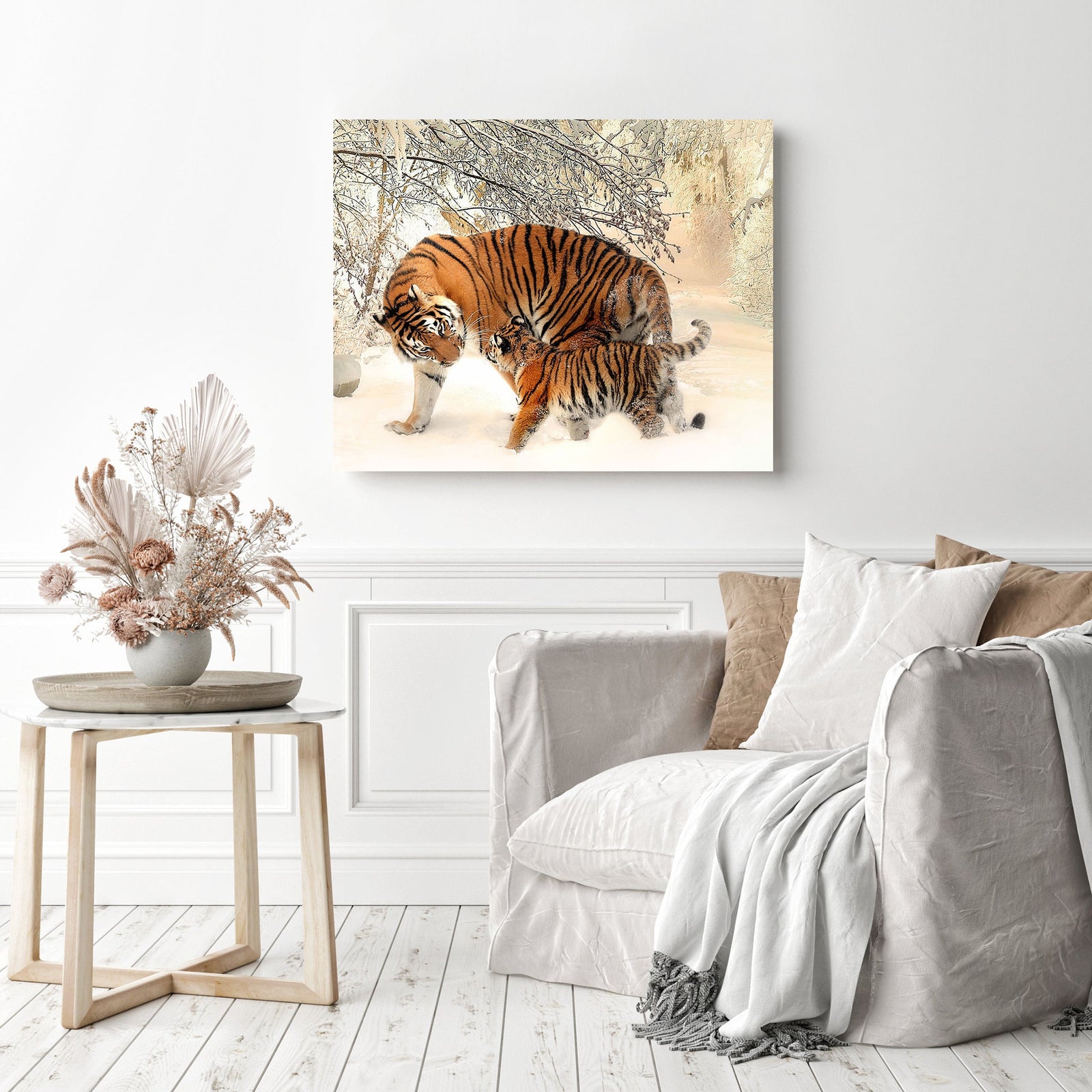 Tiger and Cub | Diamond Painting Displayed as Home Decor