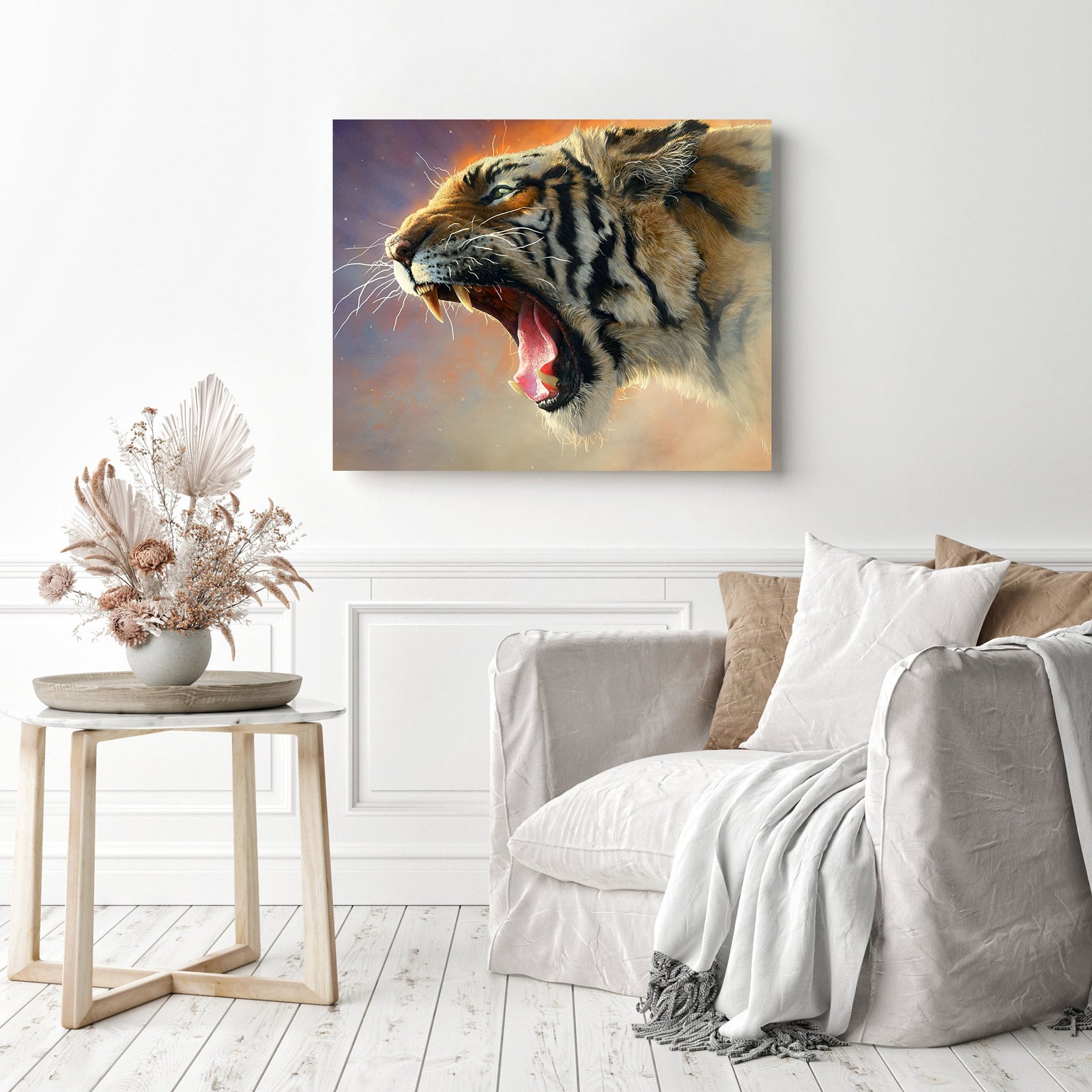 Tiger Roar | Diamond Painting Displayed as Home Decor