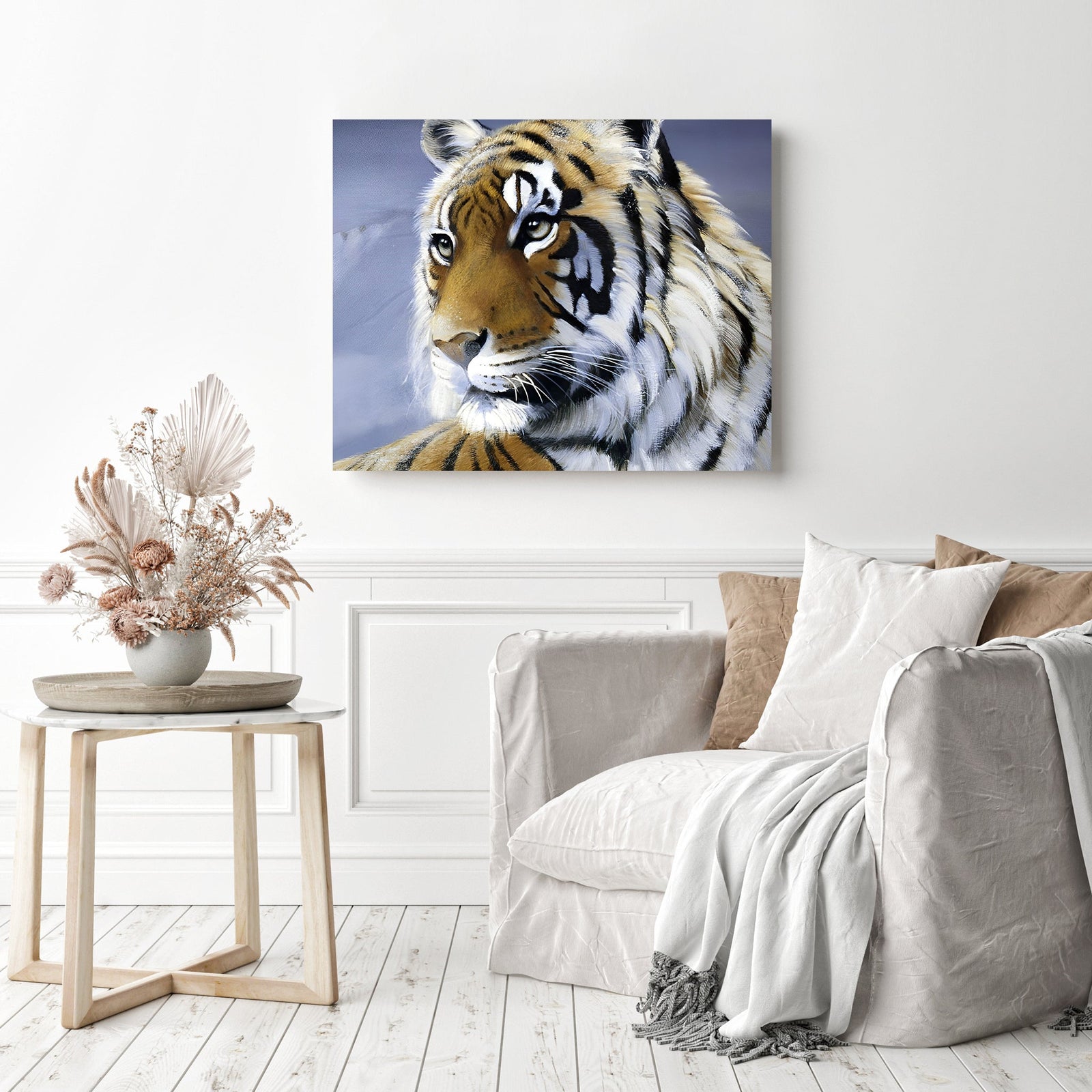 Tiger Elegance | Diamond Painting Displayed as Home Decor