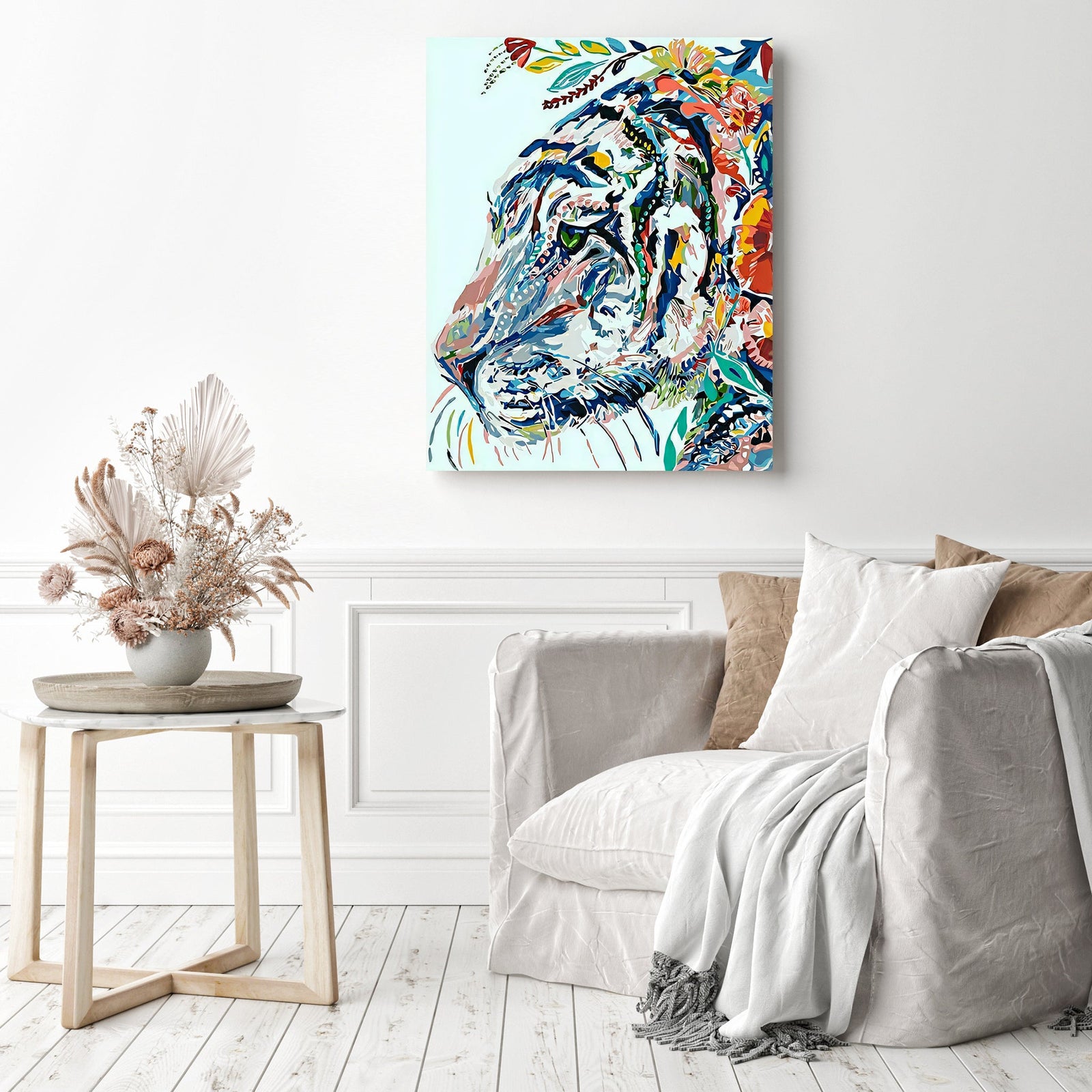 Malayan Tiger | Diamond Painting Displayed as Home Decor