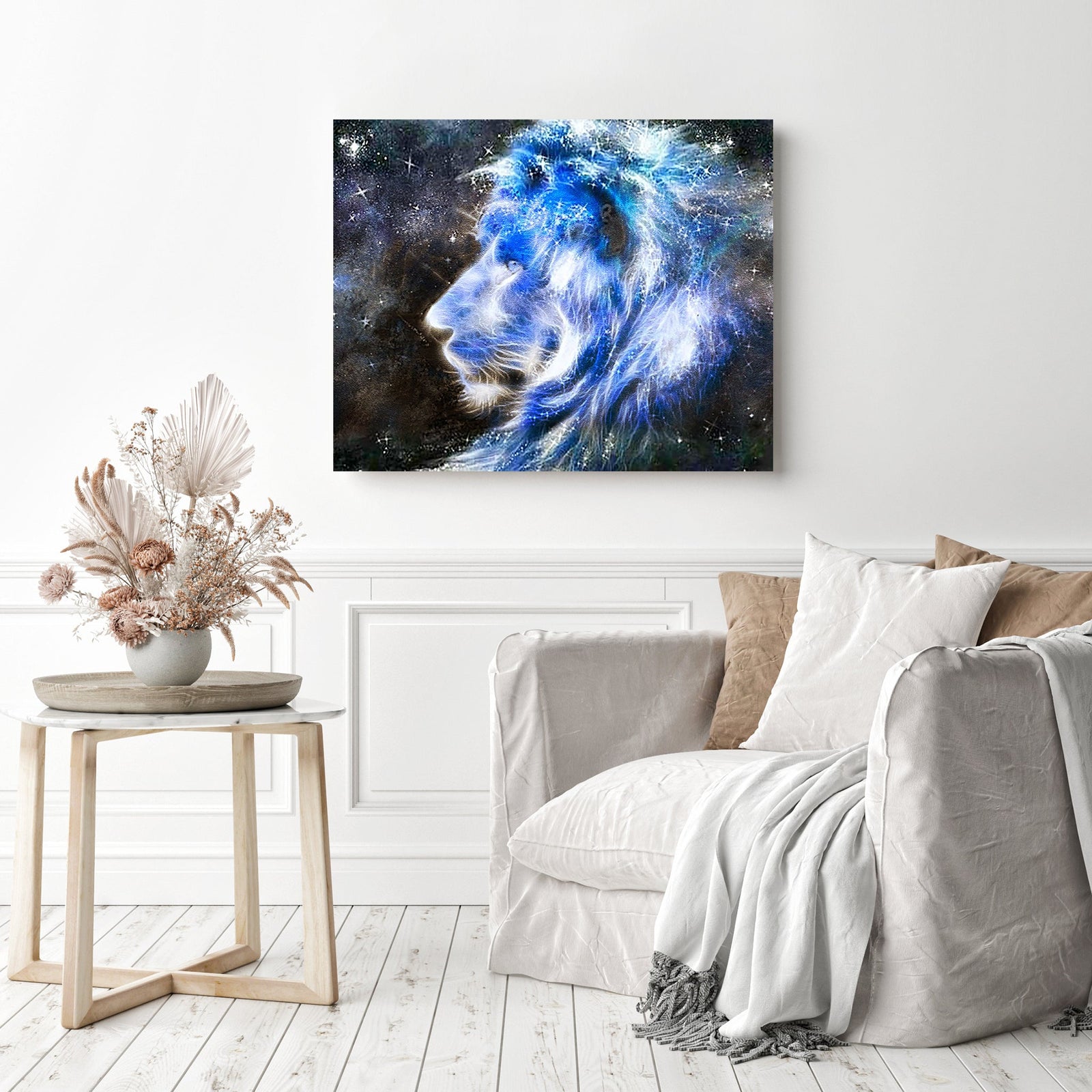 Stardust Lion | Diamond Painting Displayed as Home Decor