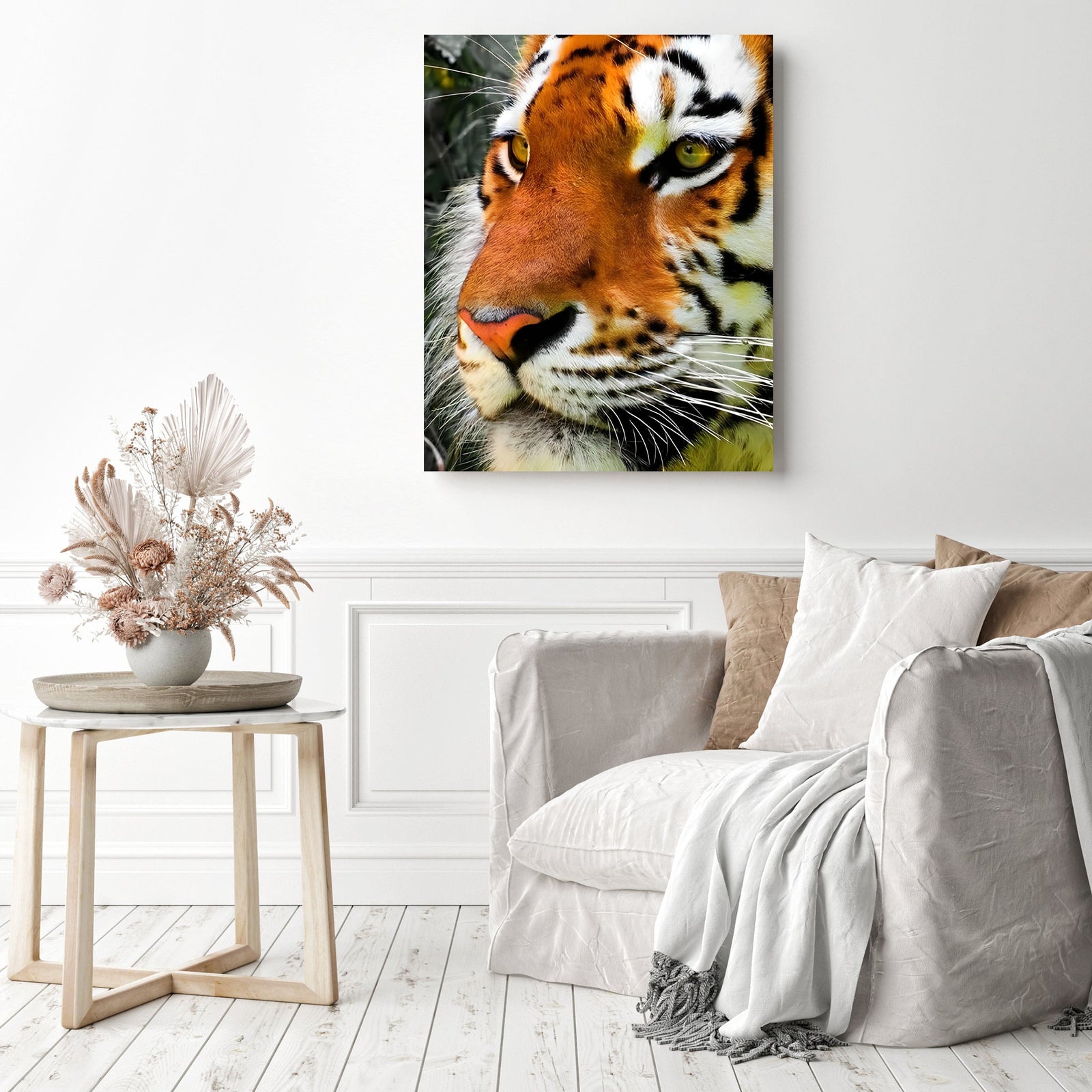 Pensive Tiger | Diamond Painting Displayed as Home Decor