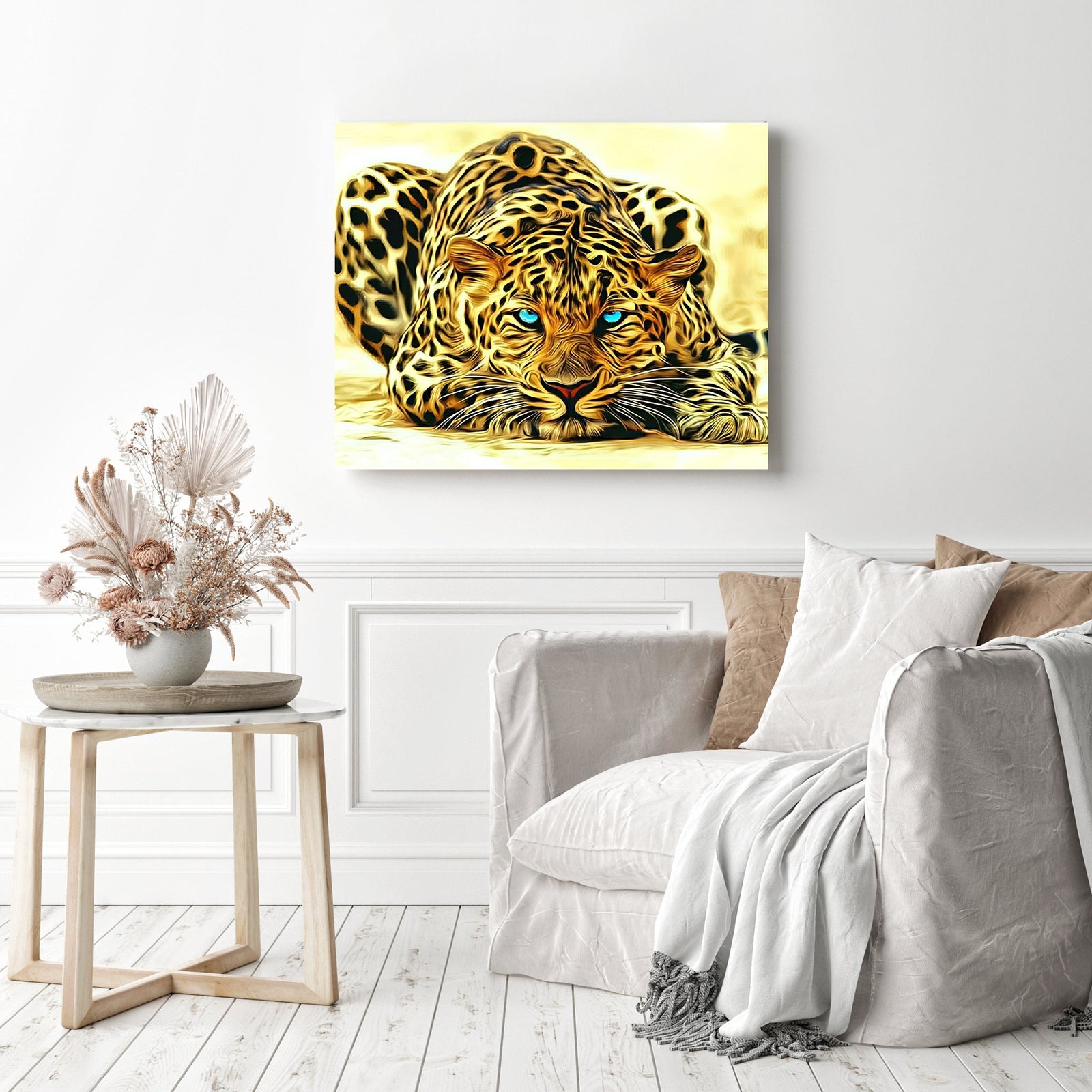 Cheetah's Stare | Diamond Painting Displayed as Home Decor