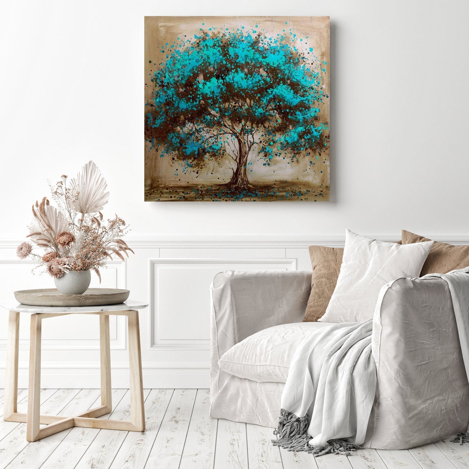 Azure Blossom | Diamond Painting Displayed as Home Decor