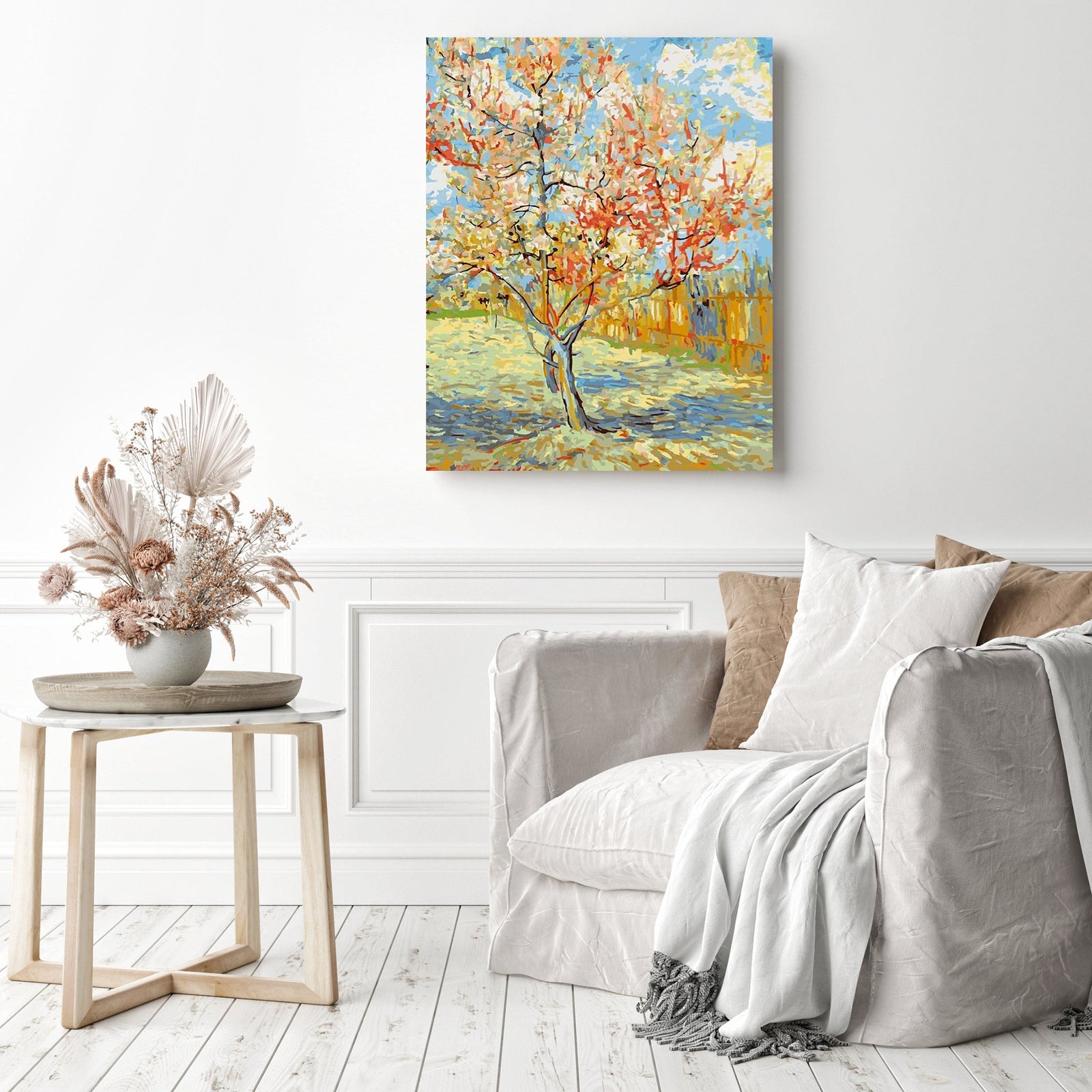 Pink Peach Trees - Van Gogh | Diamond Painting Displayed as Home Decor