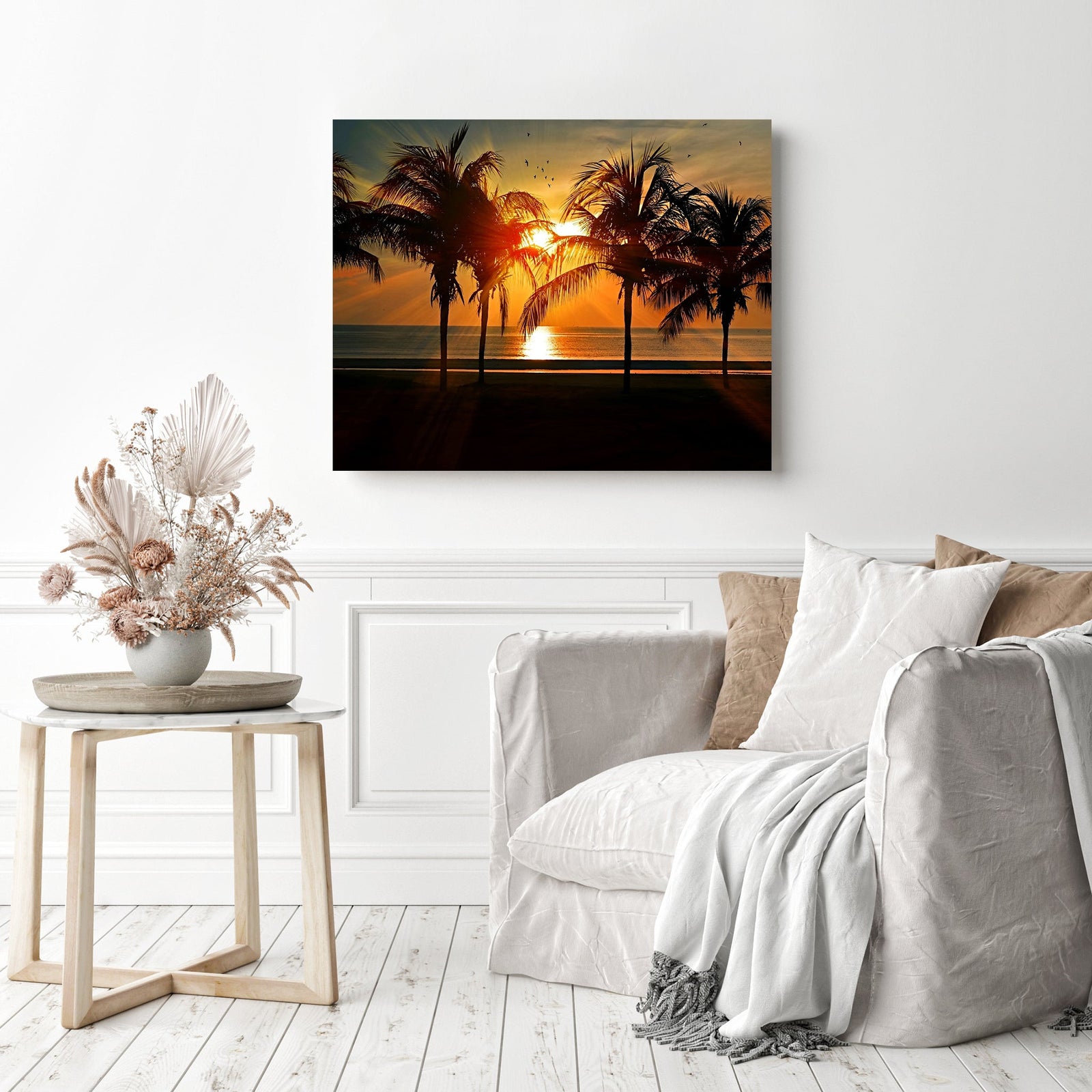 Tropical Sunset | Diamond Painting Displayed as Home Decor