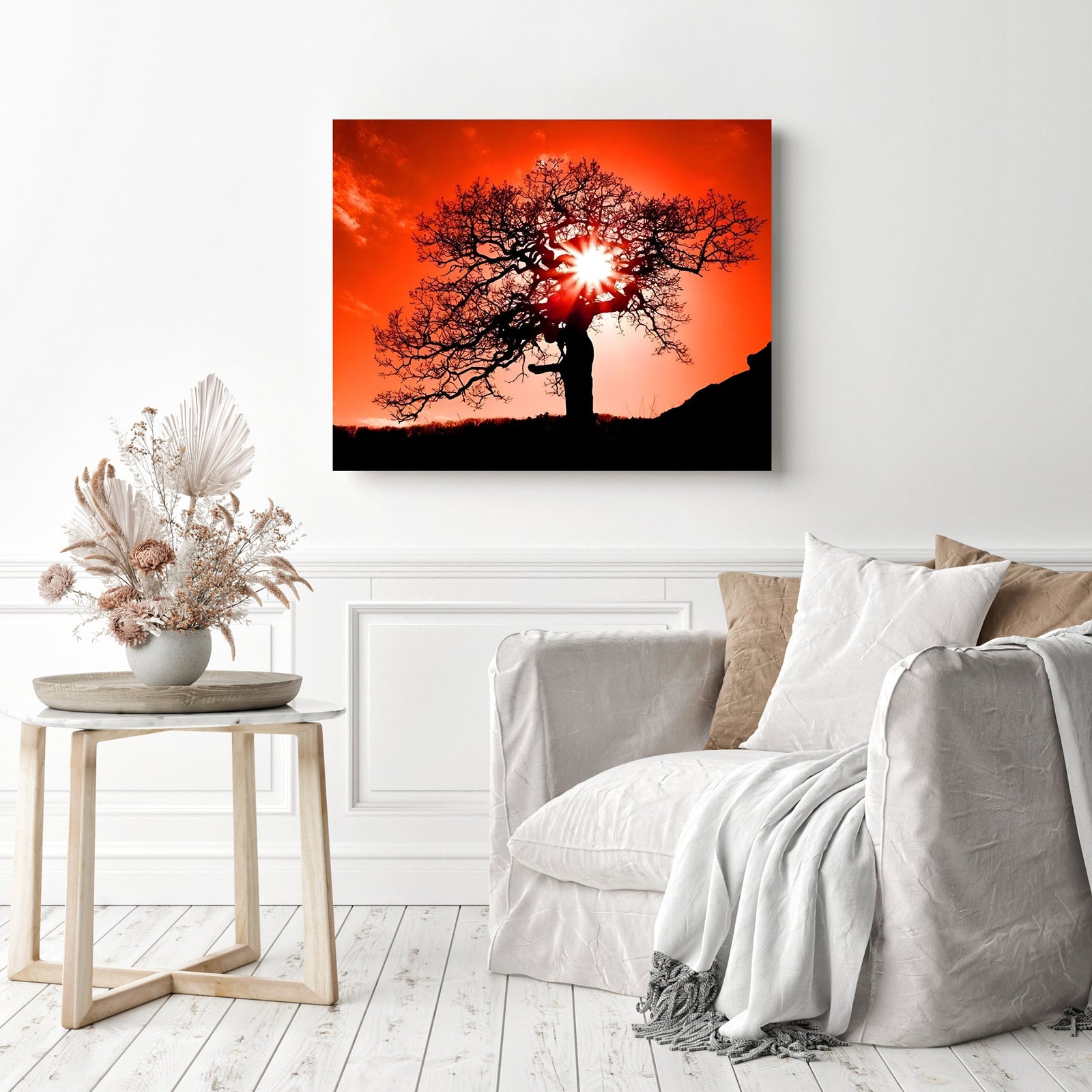 Red Dusk | Diamond Painting Displayed as Home Decor