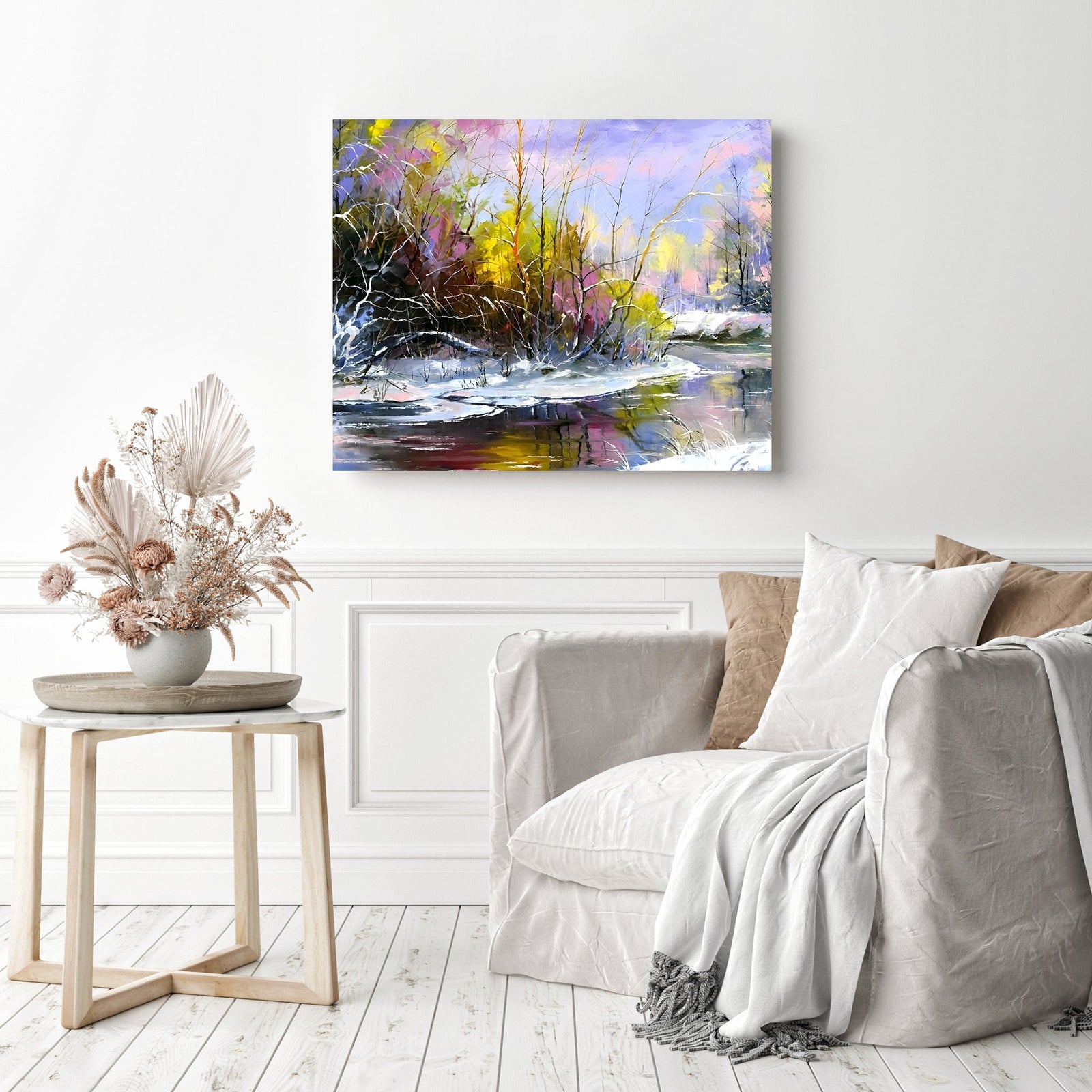 Winter Stream | Diamond Painting Displayed as Home Decor