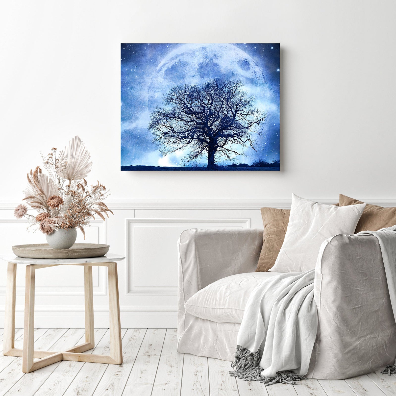 Tree Moon | Diamond Painting Displayed as Home Decor