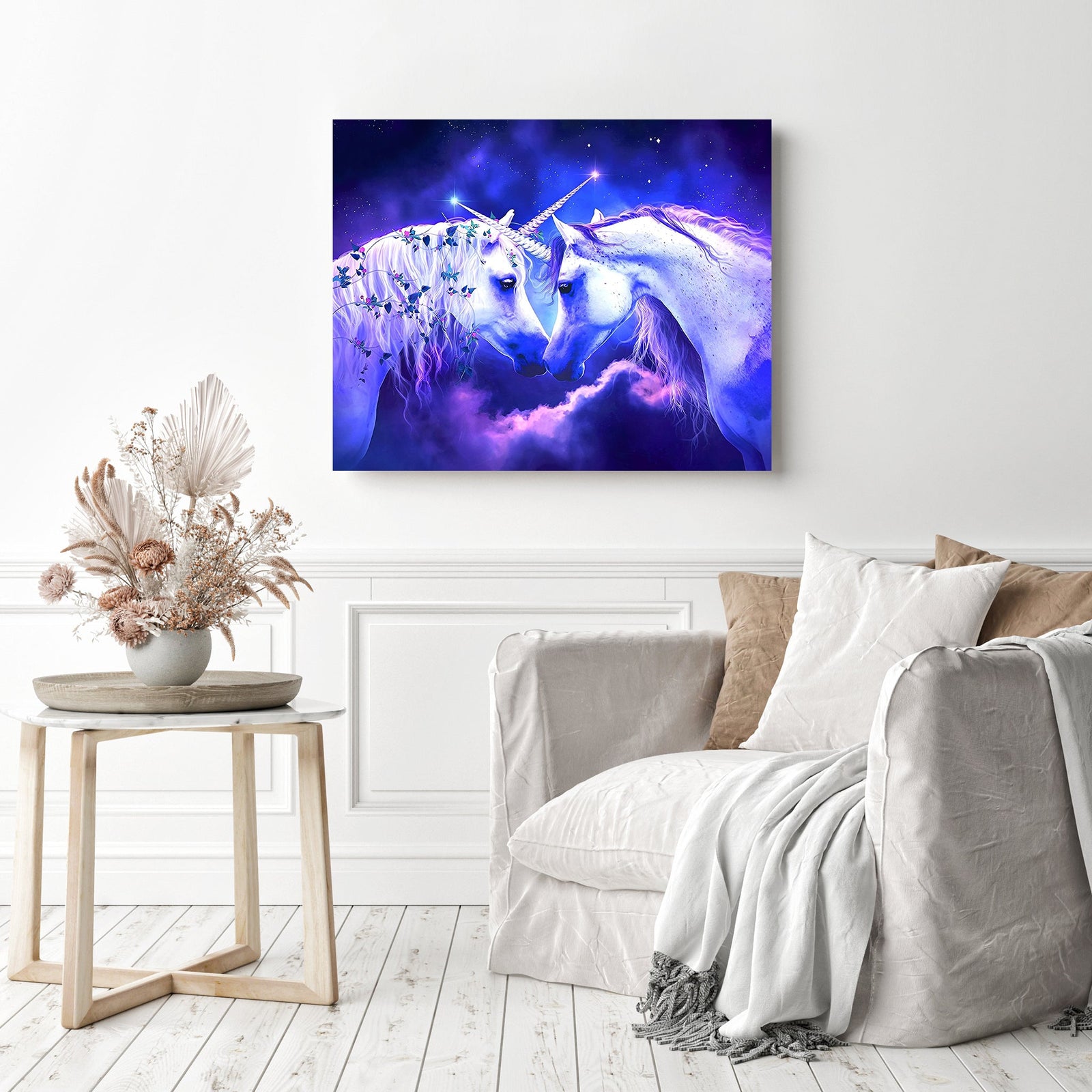 Unicorn Bond | Diamond Painting Displayed as Home Decor