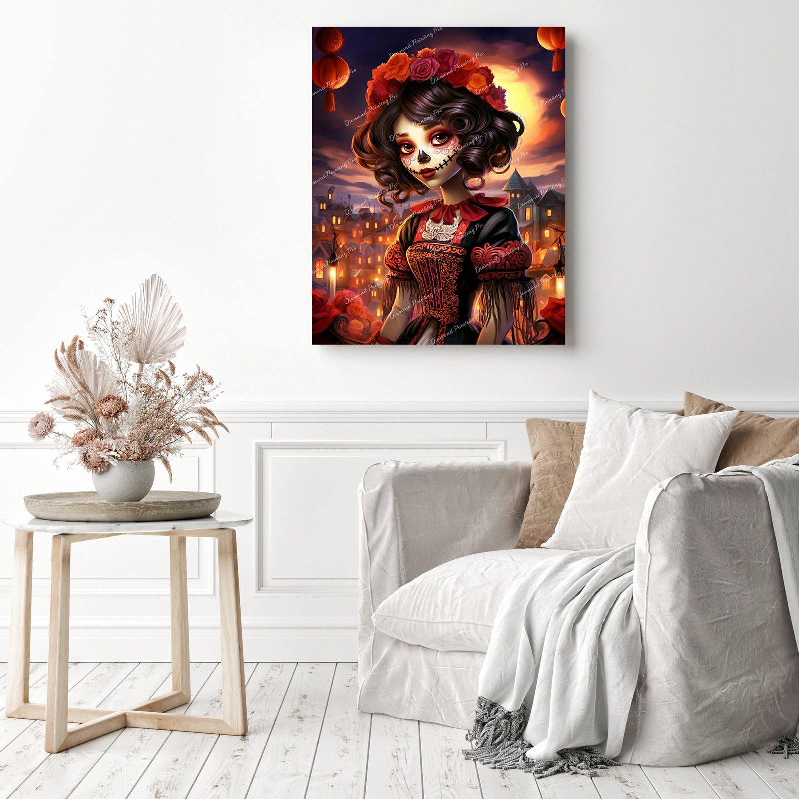 La Catrina's Charm | Diamond Painting Displayed as Home Decor