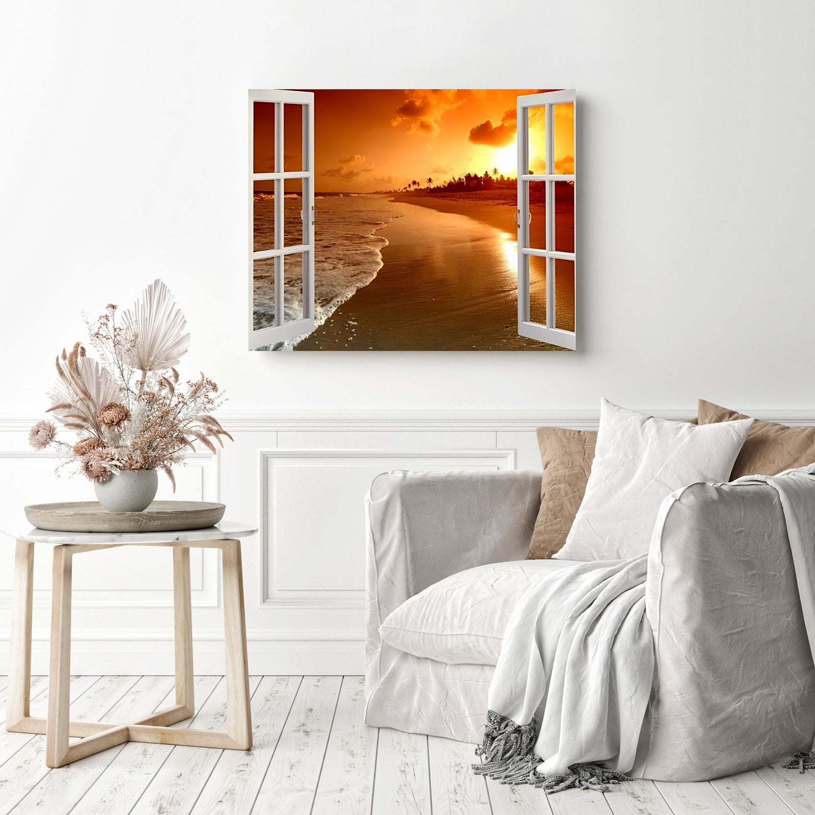 Sunset Window View | Diamond Painting Displayed as Home Decor