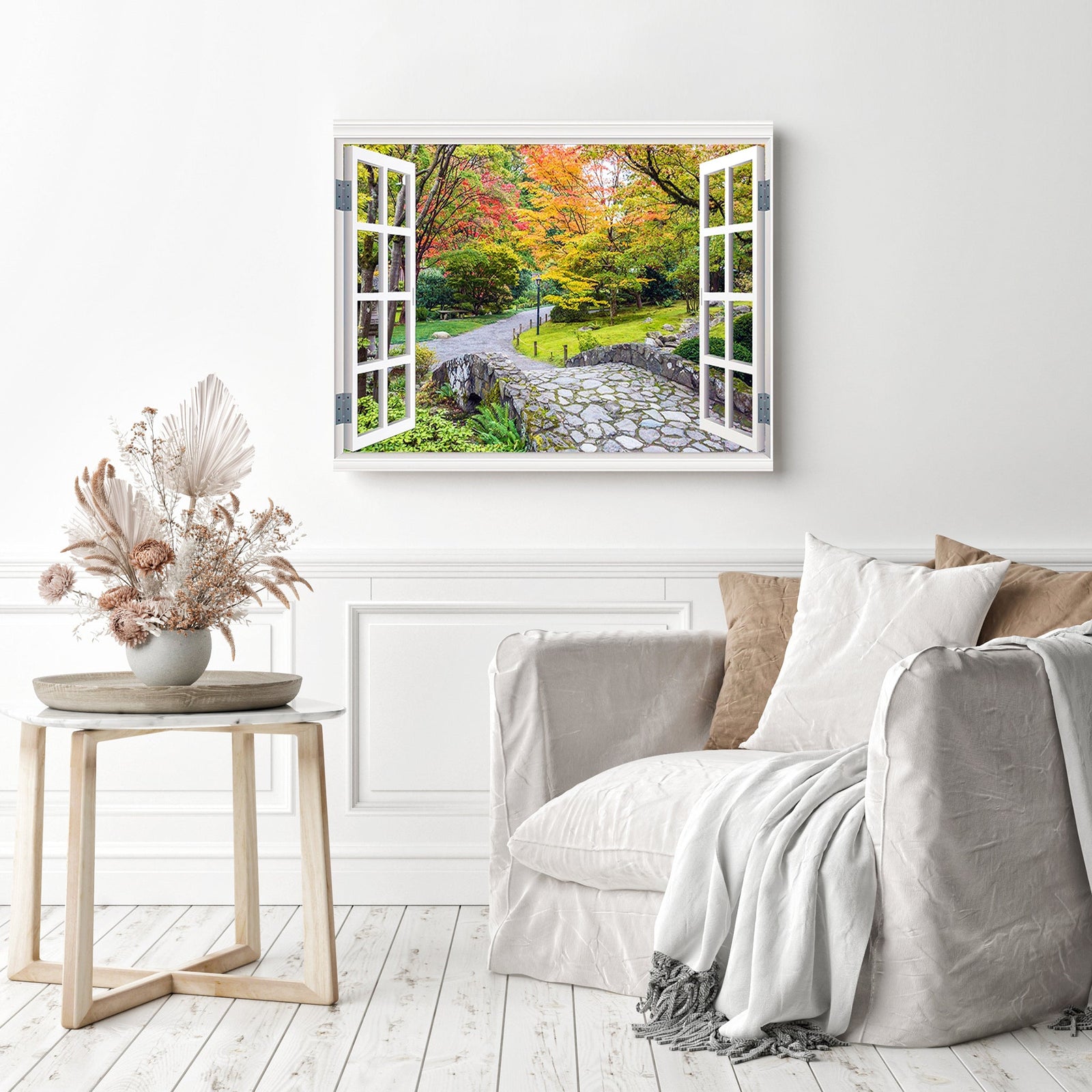 Window View of Park | Diamond Painting Displayed as Home Decor