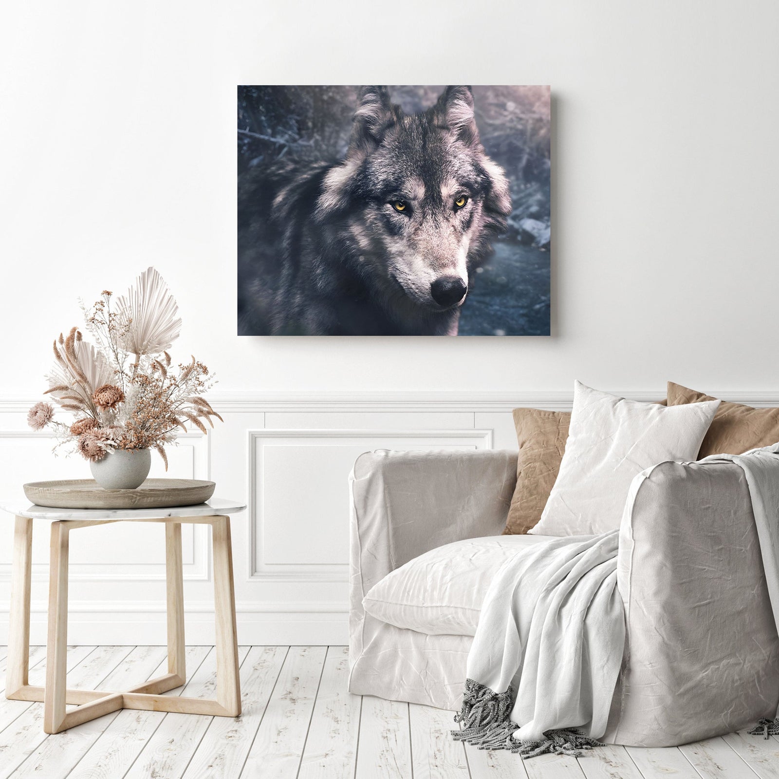 Handsome Wolf | Diamond Painting Displayed as Home Decor