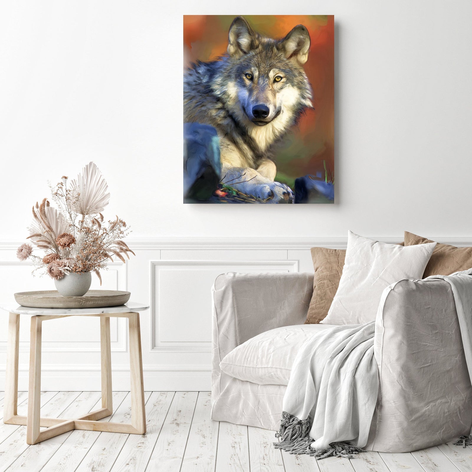 Wolf Close-up| Diamond Painting Displayed as Home Decor