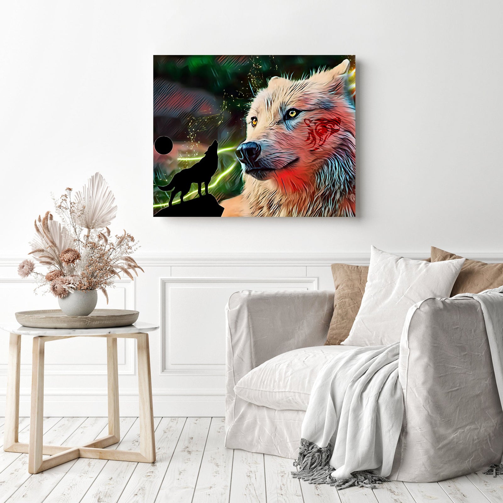 Wolf King | Diamond Painting Displayed as Home Decor