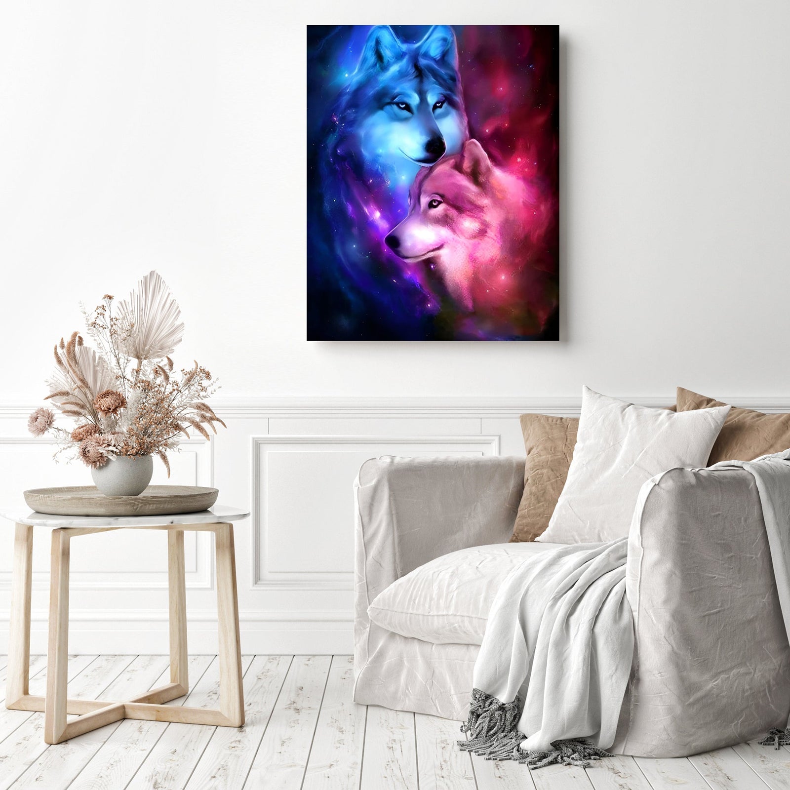 Wolf Love | Diamond Painting Displayed as Home Decor