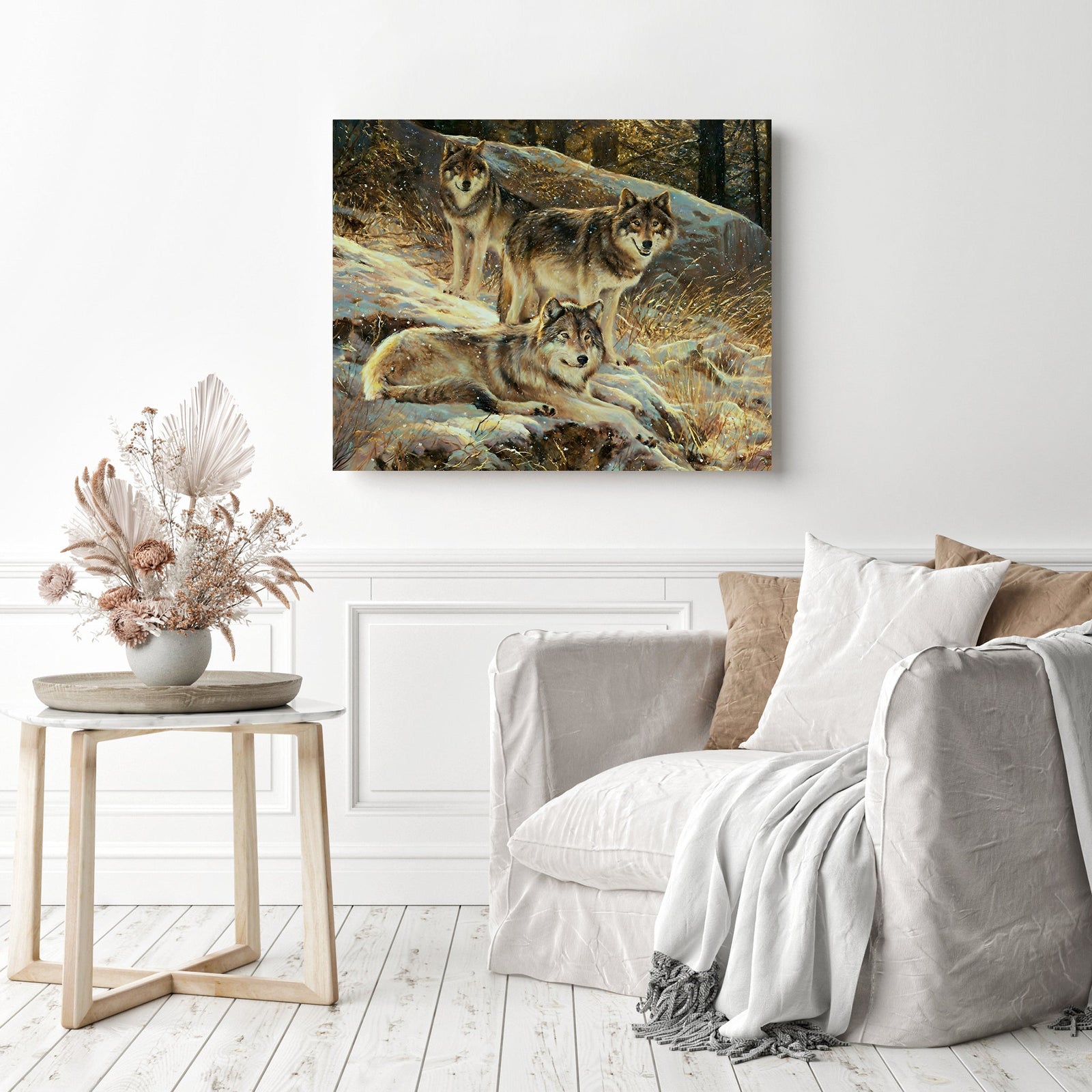 Wolf Packs | Diamond Painting Displayed as Home Decor