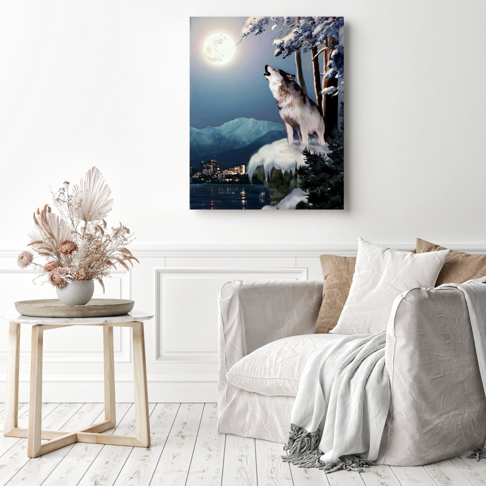 Wolf on the Doorstep of Civilization | Diamond Painting Displayed as Home Decor