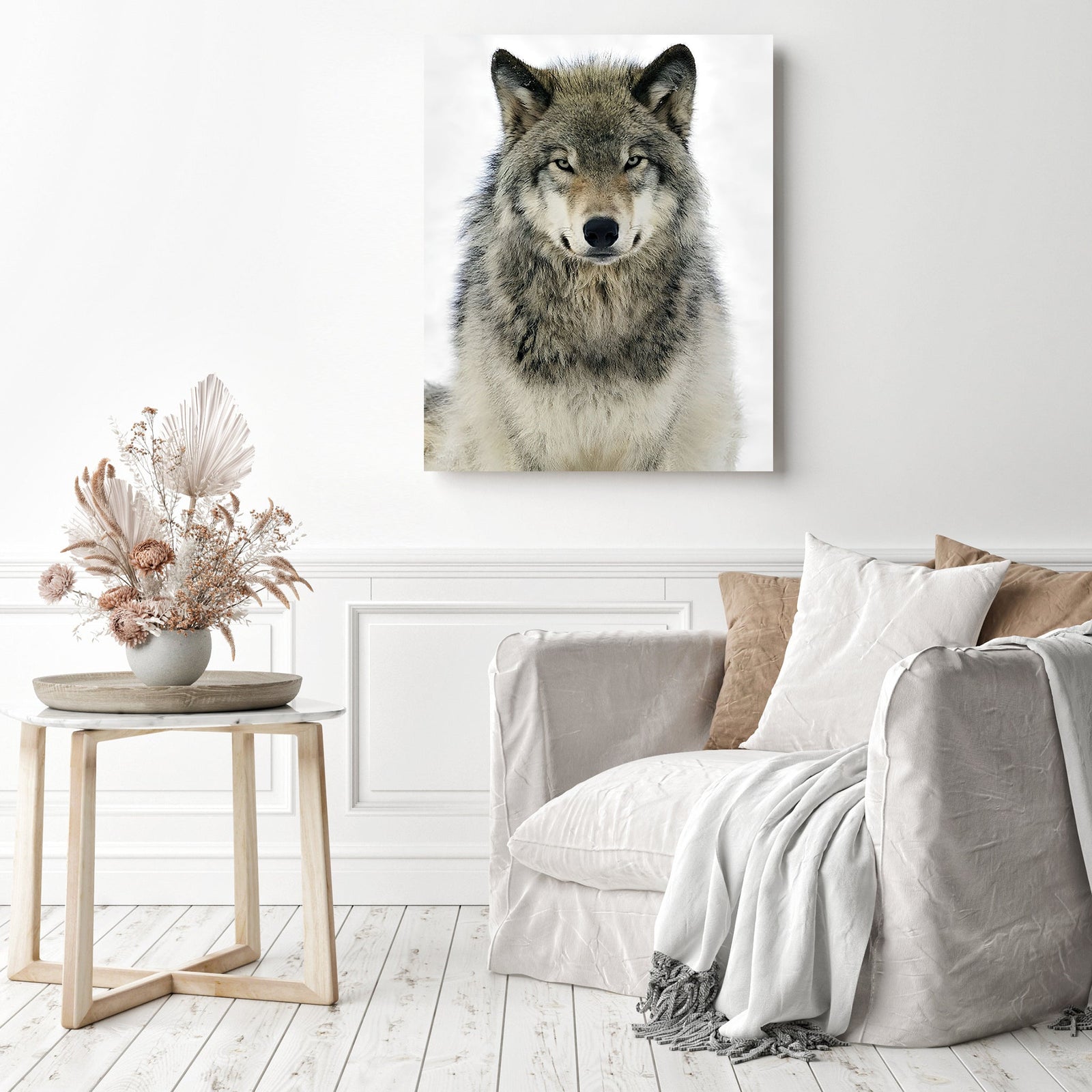 Timber Wolf Portrait | Diamond Painting Displayed as Home Decor