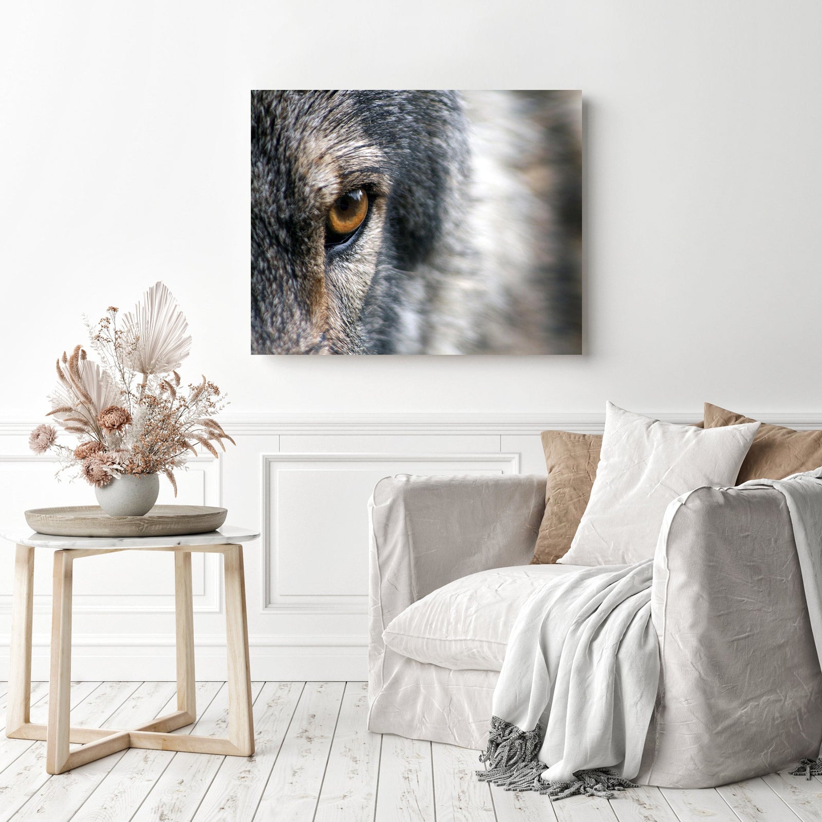 Wolf Eye | Diamond Painting Displayed as Home Decor