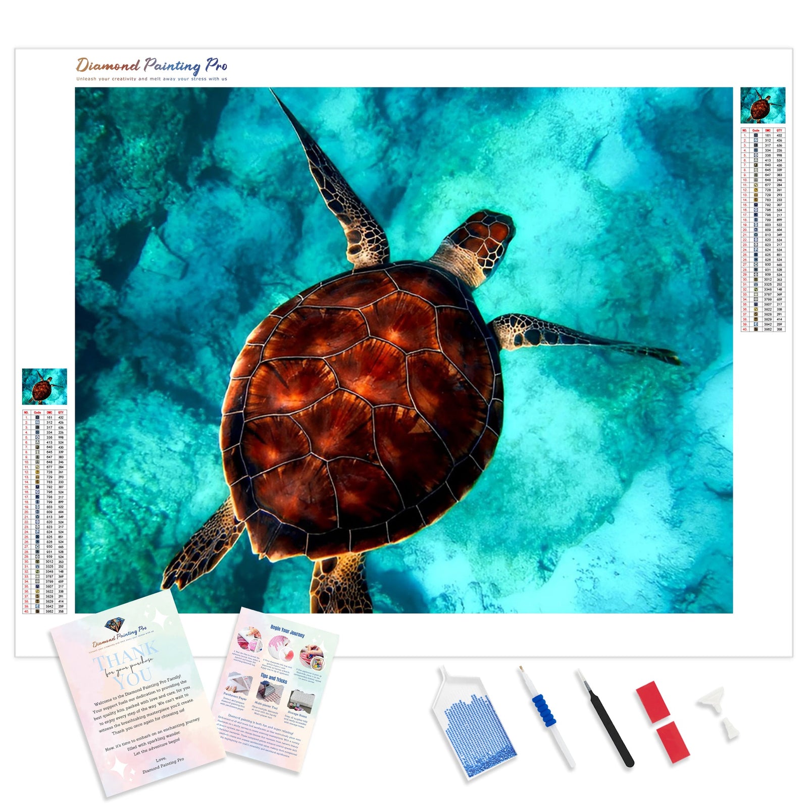 Sea Turtle | Diamond Painting Kit - Full Drill - Square or Round Diamonds with AB Drills Option